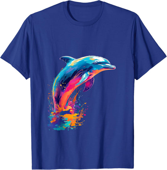 Dolphin Wildlife Colorful Design Dolphin Lover Wildlife Fish T-Shirt - T-Shirt | Royal