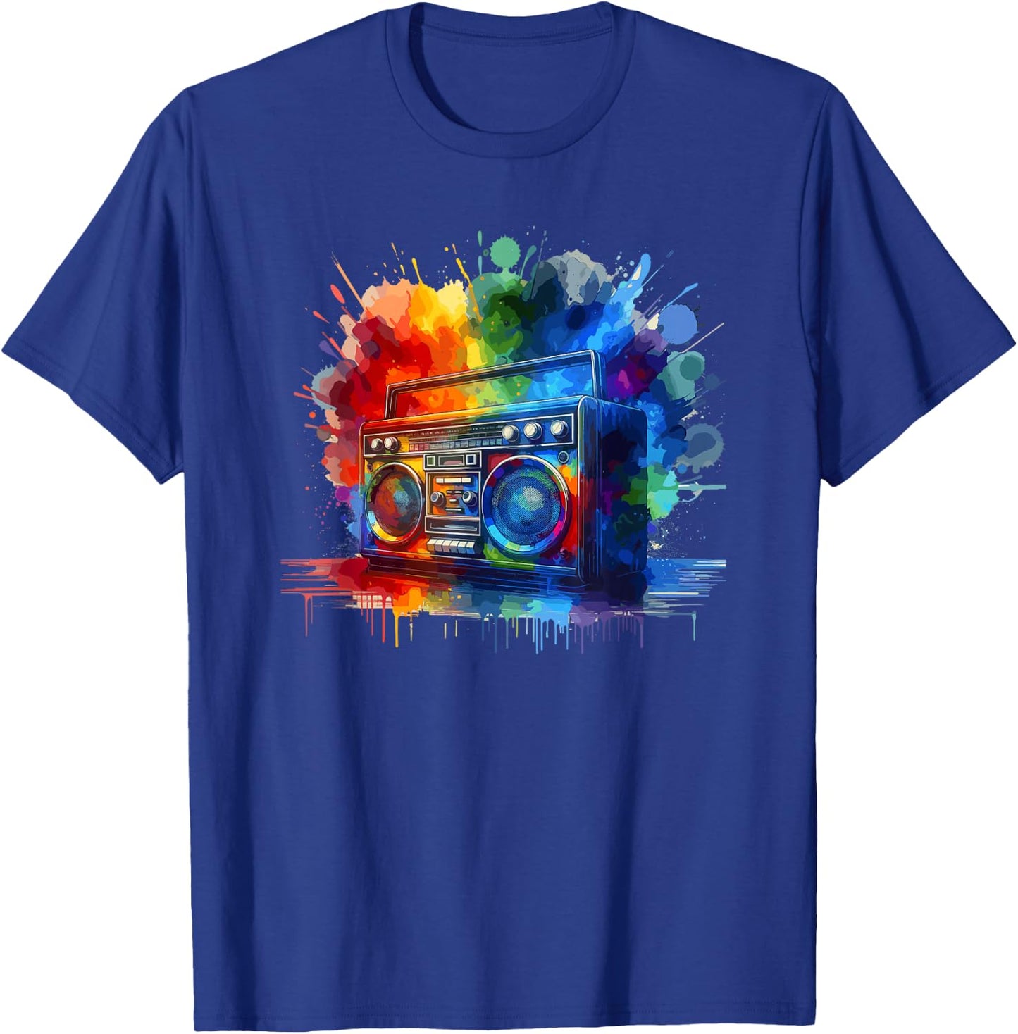 Splash Art Boombox Old School 80s Music Hip Hop T-Shirt - T-Shirt | Royal