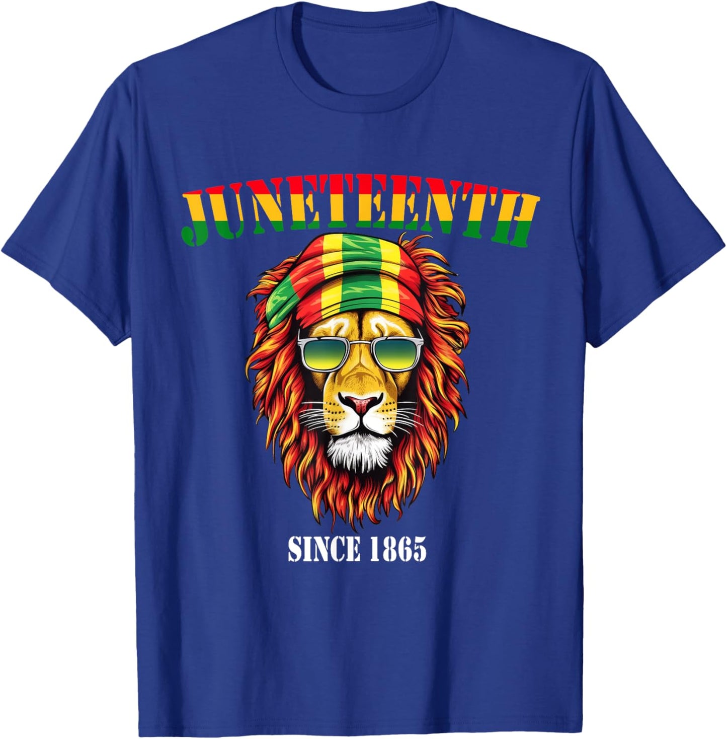 Awesome Lion Juneteenth Cool Black History June 19 2025 Flag T-Shirt - T-Shirt | Royal