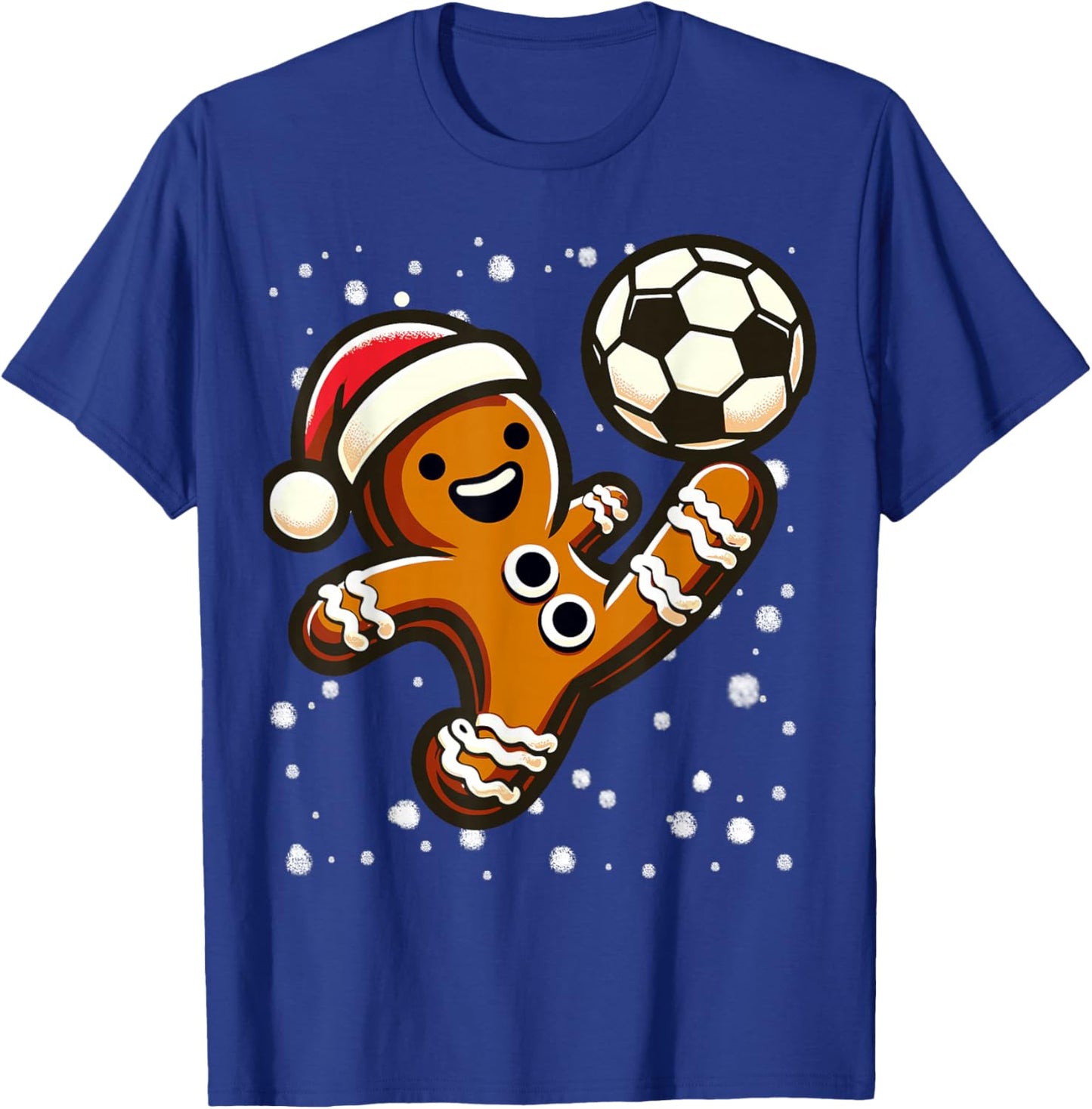 Gingerbread Plays Soccer Bicycle Kick, Cookie Christmas T-Shirt - T-Shirt | Royal