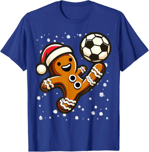 Gingerbread Plays Soccer Bicycle Kick, Cookie Christmas T-Shirt - T-Shirt | Royal