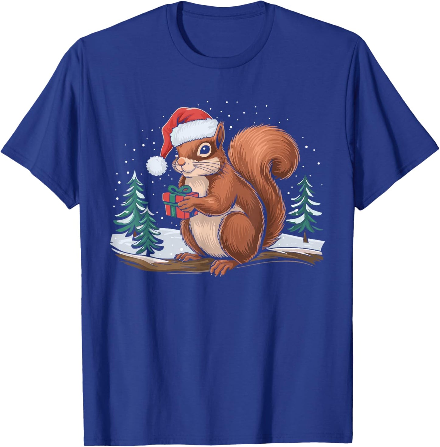 Squirrel Christmas Santa Hat Christmas Vacation Squirrel T-Shirt - T-Shirt | Royal