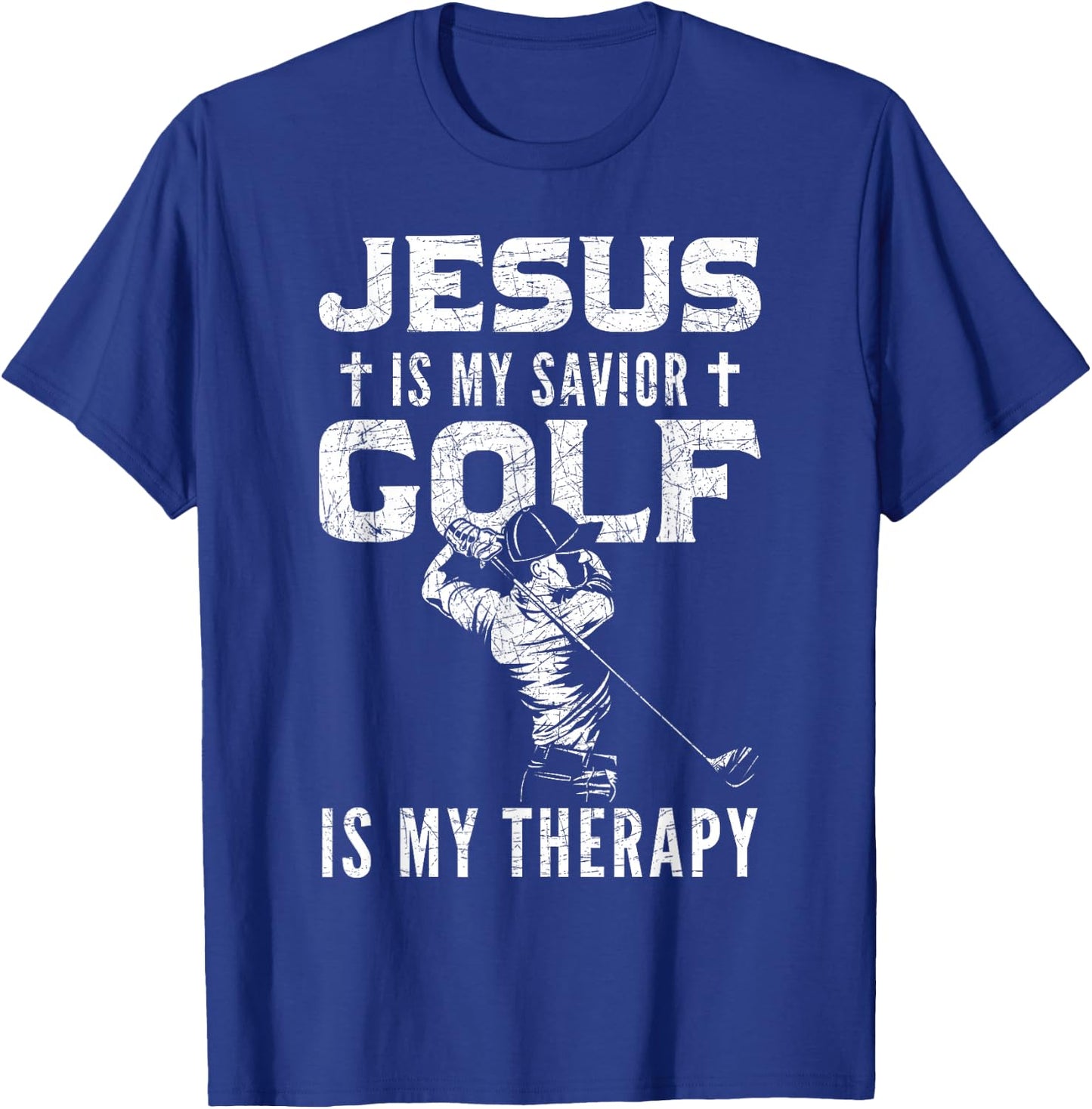Golf Player Christian Sports Lover Gift Jesus T-Shirt - T-Shirt | Royal
