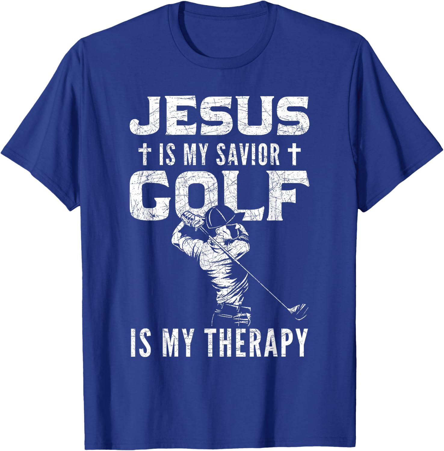 Golf Player Christian Sports Lover Gift Jesus T-Shirt - T-Shirt | Royal