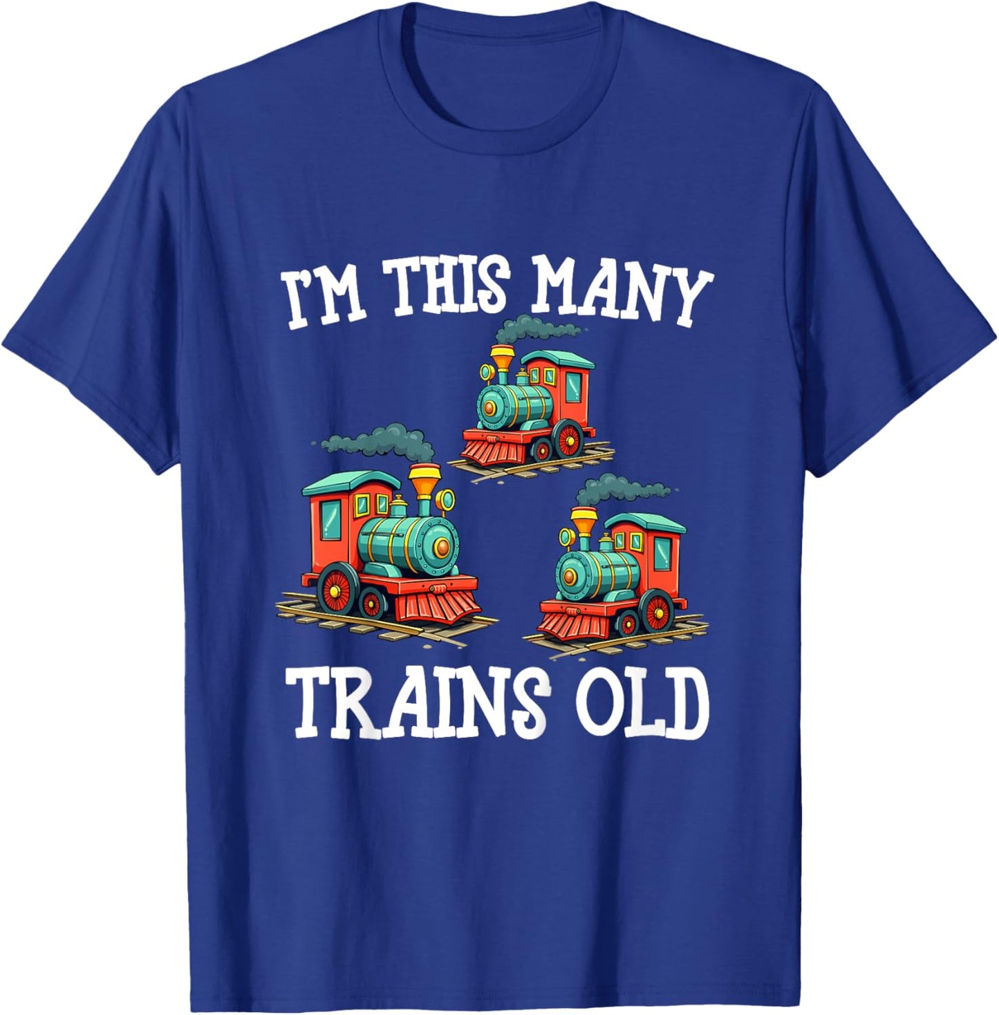 Kids 3 Year Old Boy Trains Birthday 3rd Birthday Locomotive Train T-Shirt - T-Shirt | Royal