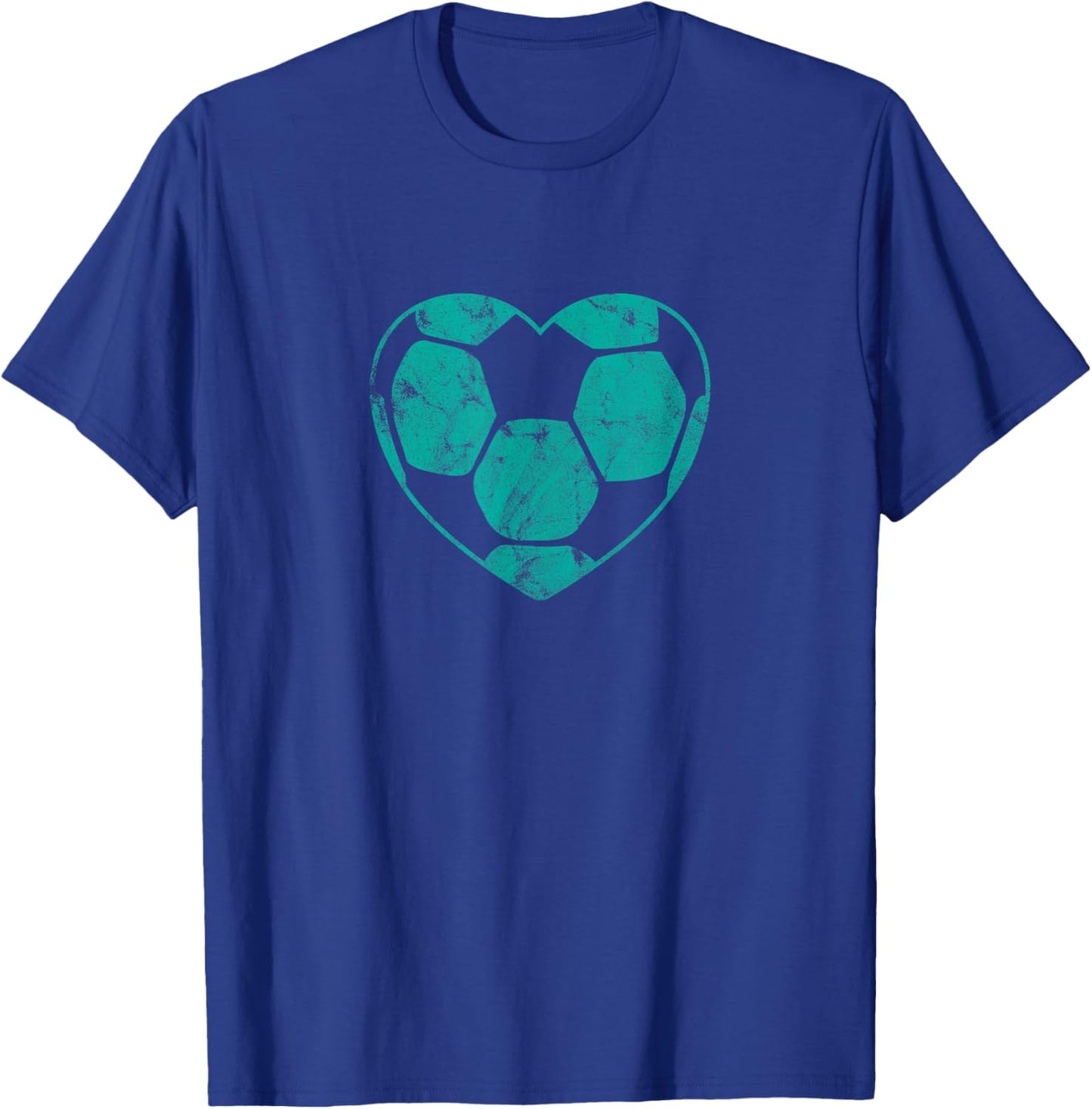 Soccer Ball Teal Heart Mom Fan Parent Vintage T-Shirt - T-Shirt | Royal