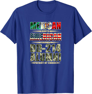DD-214 Alumni American Mexican Veteran Flag Heritage Shirt T-Shirt - T-Shirt | Royal