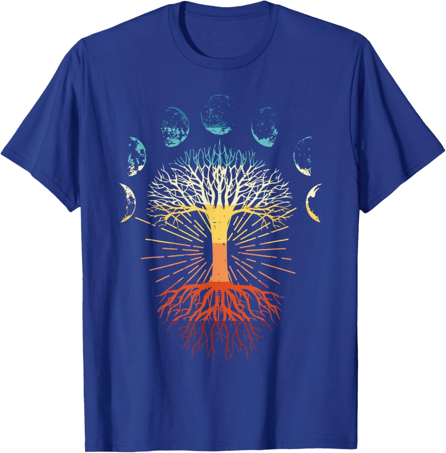 Tree Of Life Phases Of The Moon Retro Spiritual Men Women T-Shirt - T-Shirt | Royal