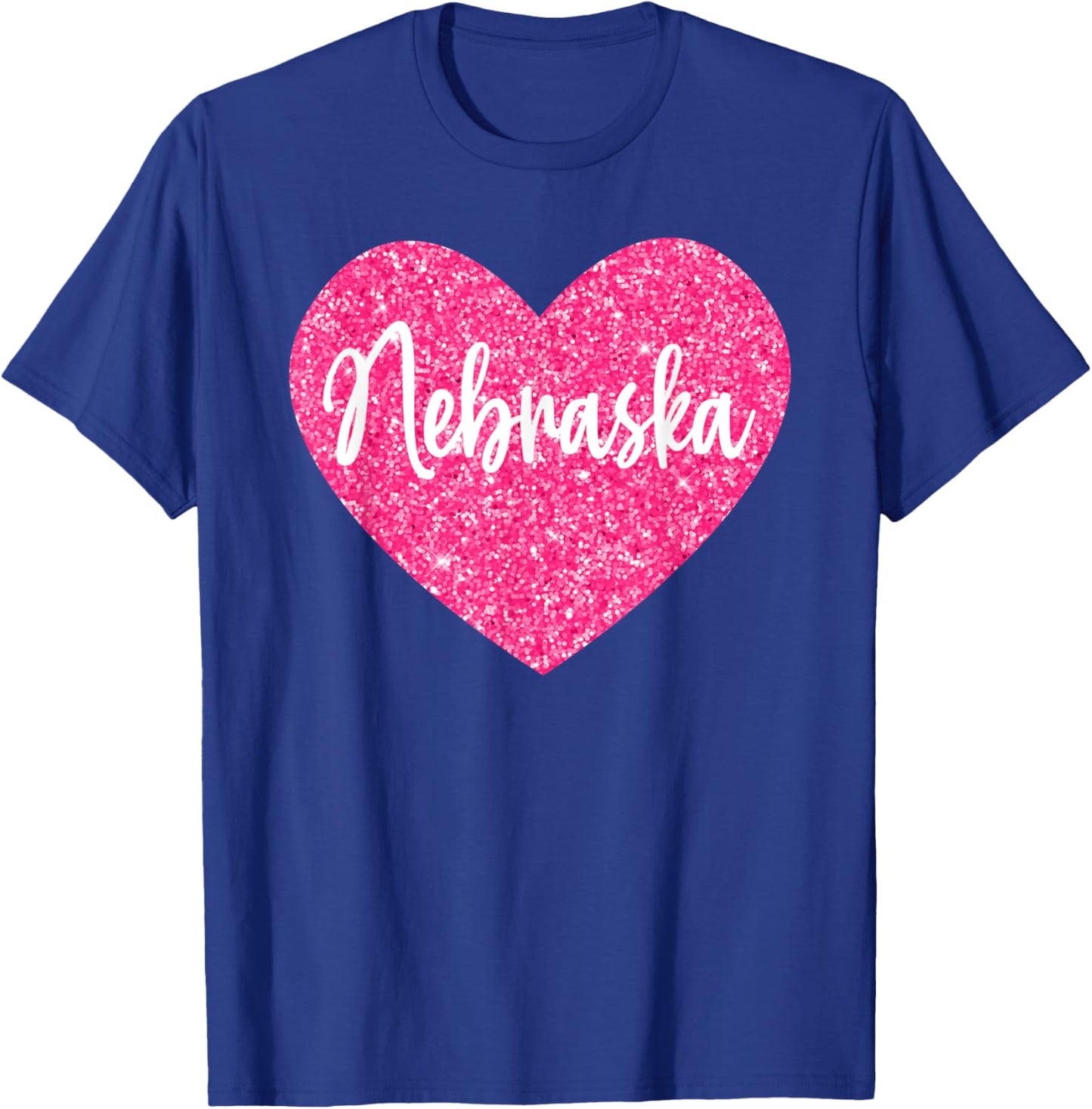 I Love Nebraska Pink Heart T-Shirt - T-Shirt | Royal