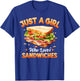 Sandwich Food Girls Women Just A Girl Who Loves Sandwiches T-Shirt - T-Shirt | Royal