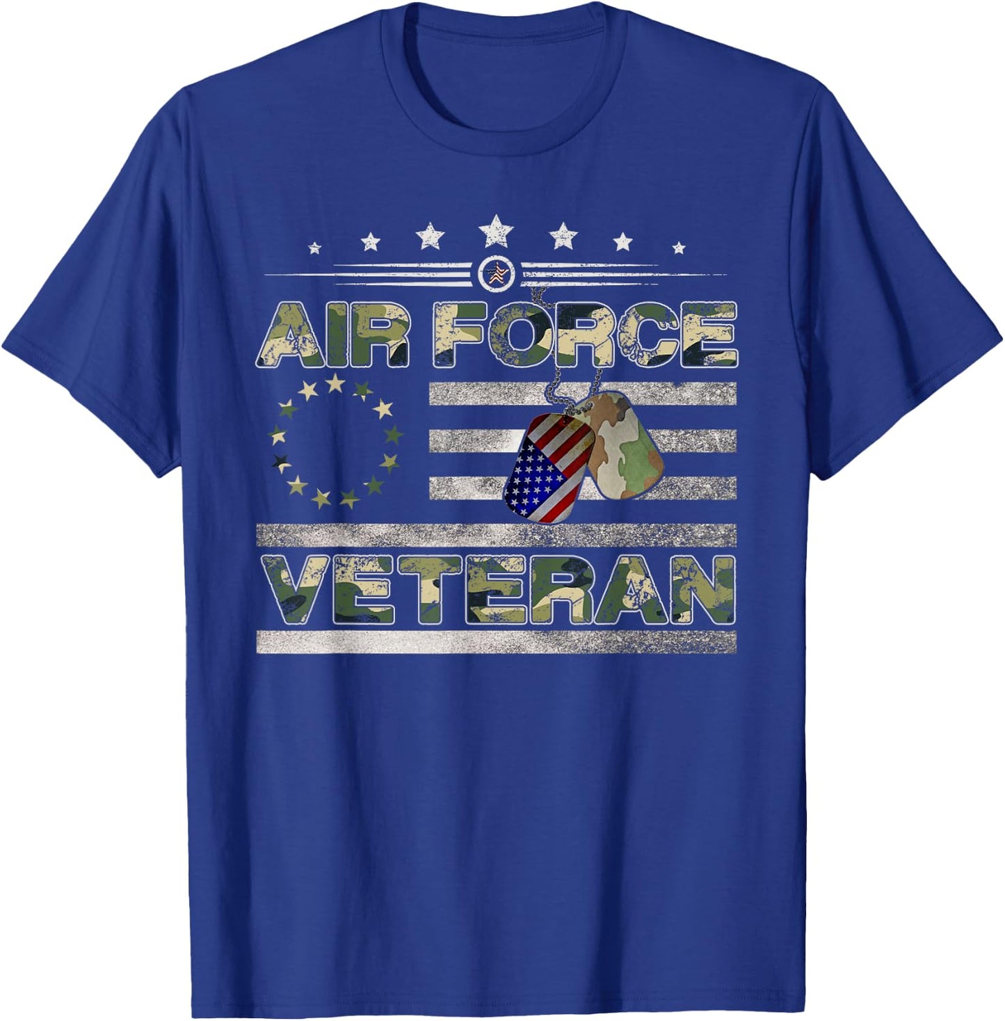 Us Air Force Veteran Shirt American Betsy Ross Camo Flag T-Shirt - T-Shirt | Royal