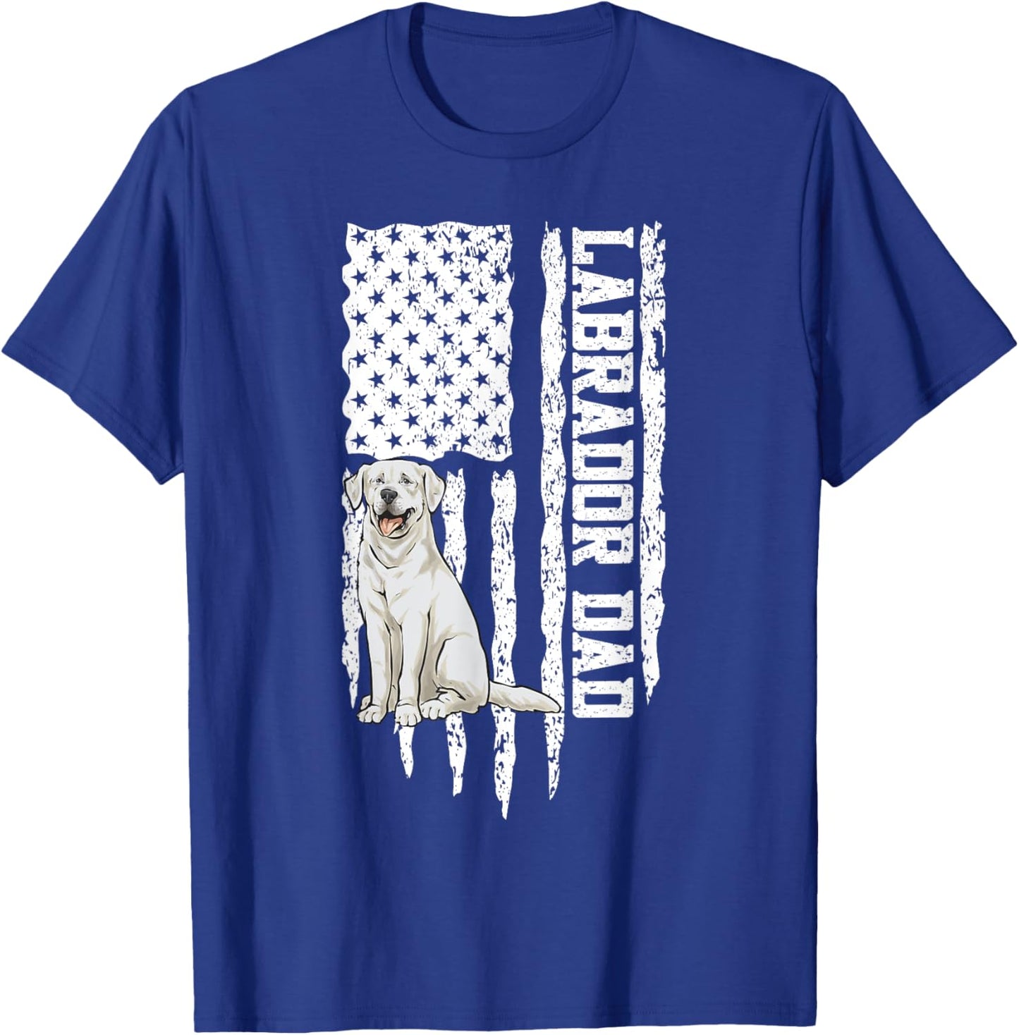 White Labrador Dad American Flag White Lab T-Shirt - T-Shirt | Royal