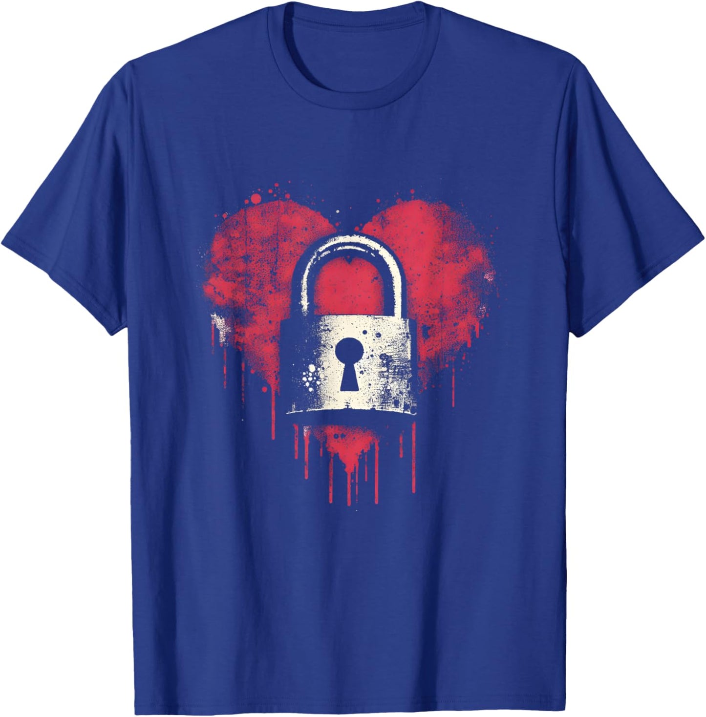 Locked Heart - Vintage Lock Heart Valentine's Day Couple T-Shirt - T-Shirt | Royal