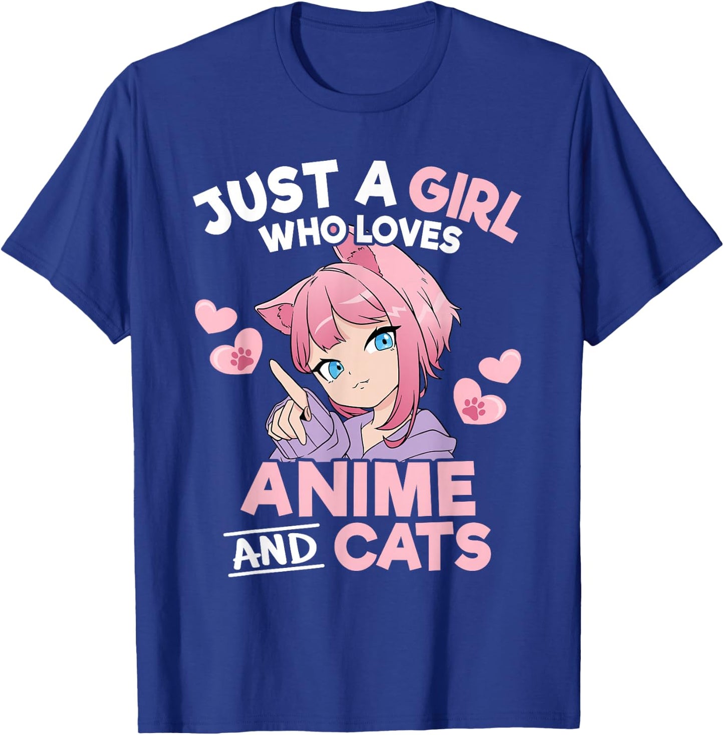 Just A Girl Who Loves Anime and Cats Cute Otaku Manga T-Shirt - T-Shirt | Royal