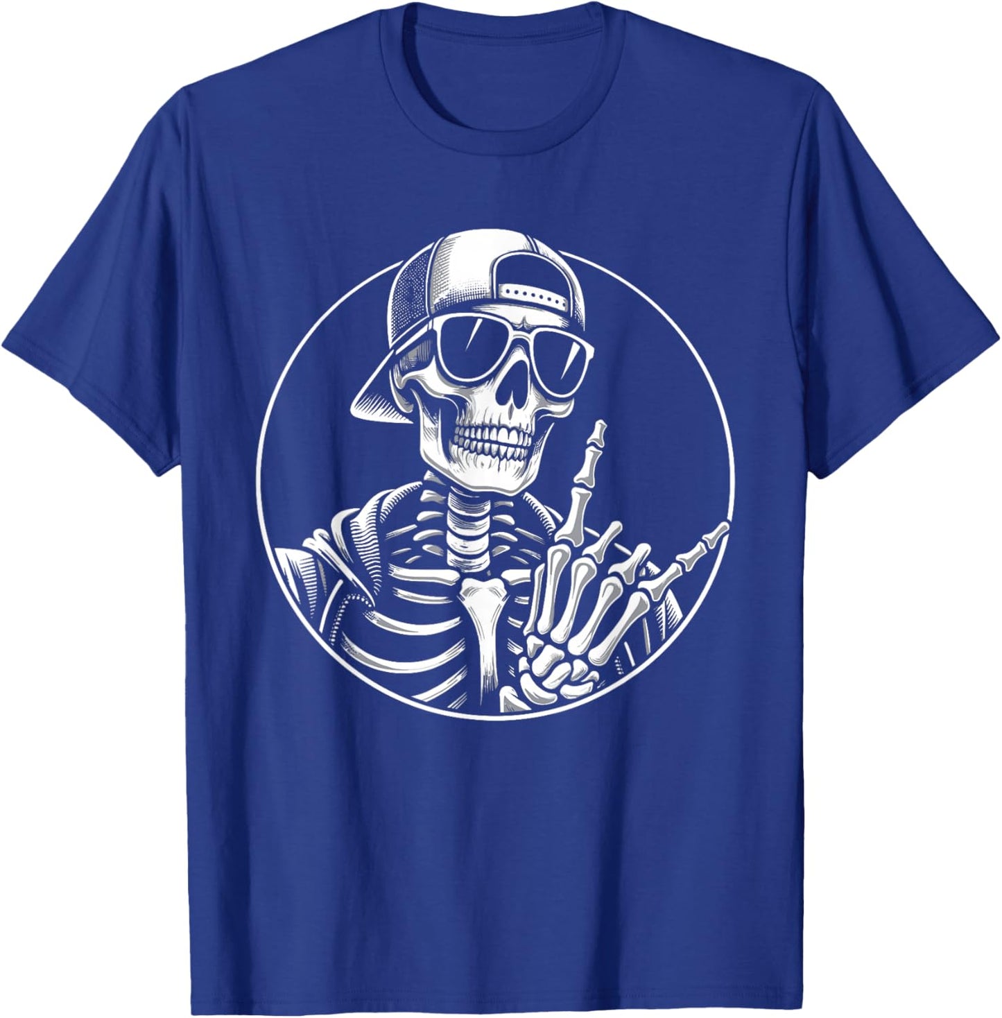 Rock Hand Skeleton, Rocker & Rock Music Festival, Halloween T-Shirt - T-Shirt | Royal