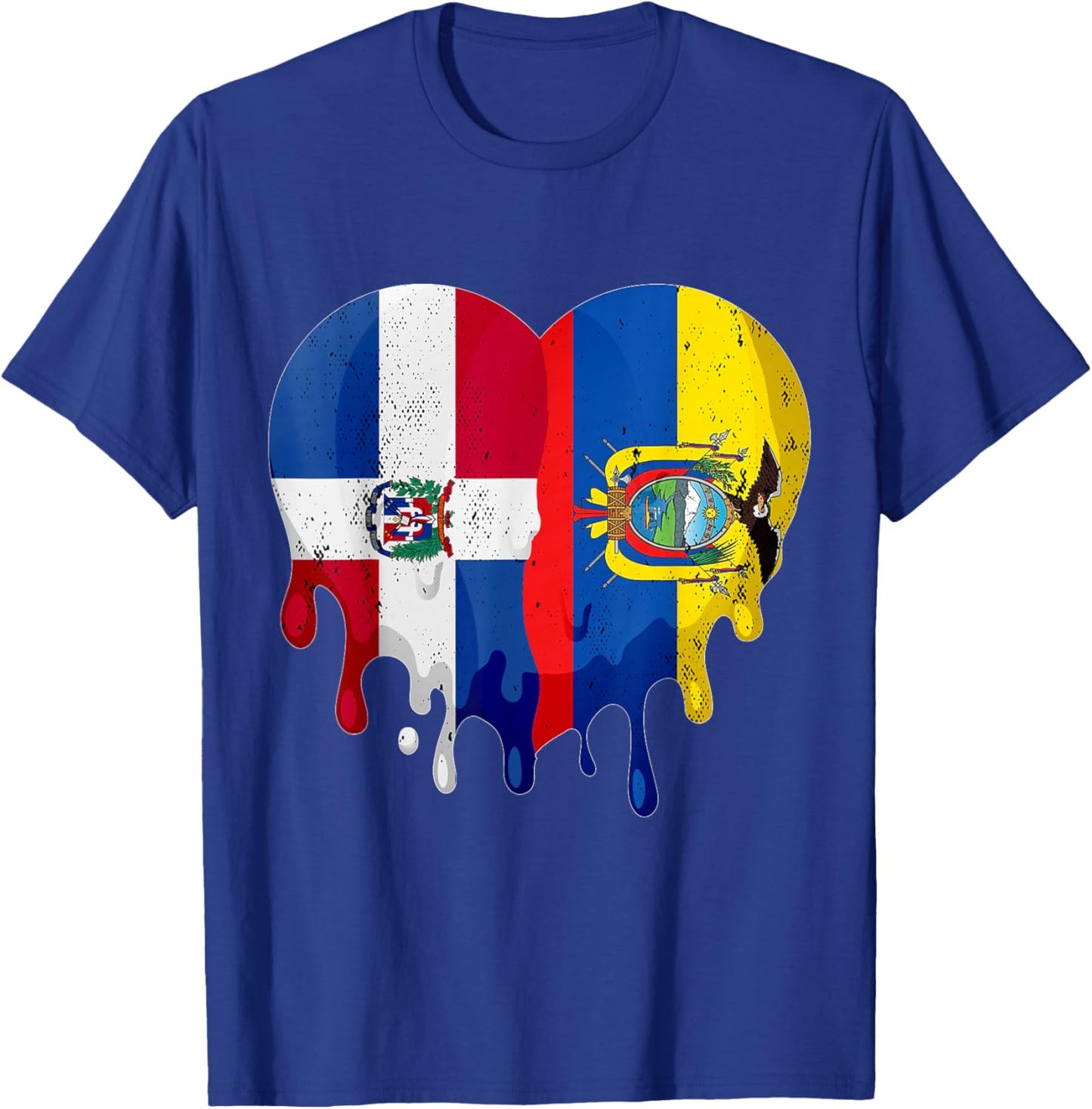 Dominican Republic Ecuador Flag Heart Citizen Patriot T-Shirt - T-Shirt | Royal
