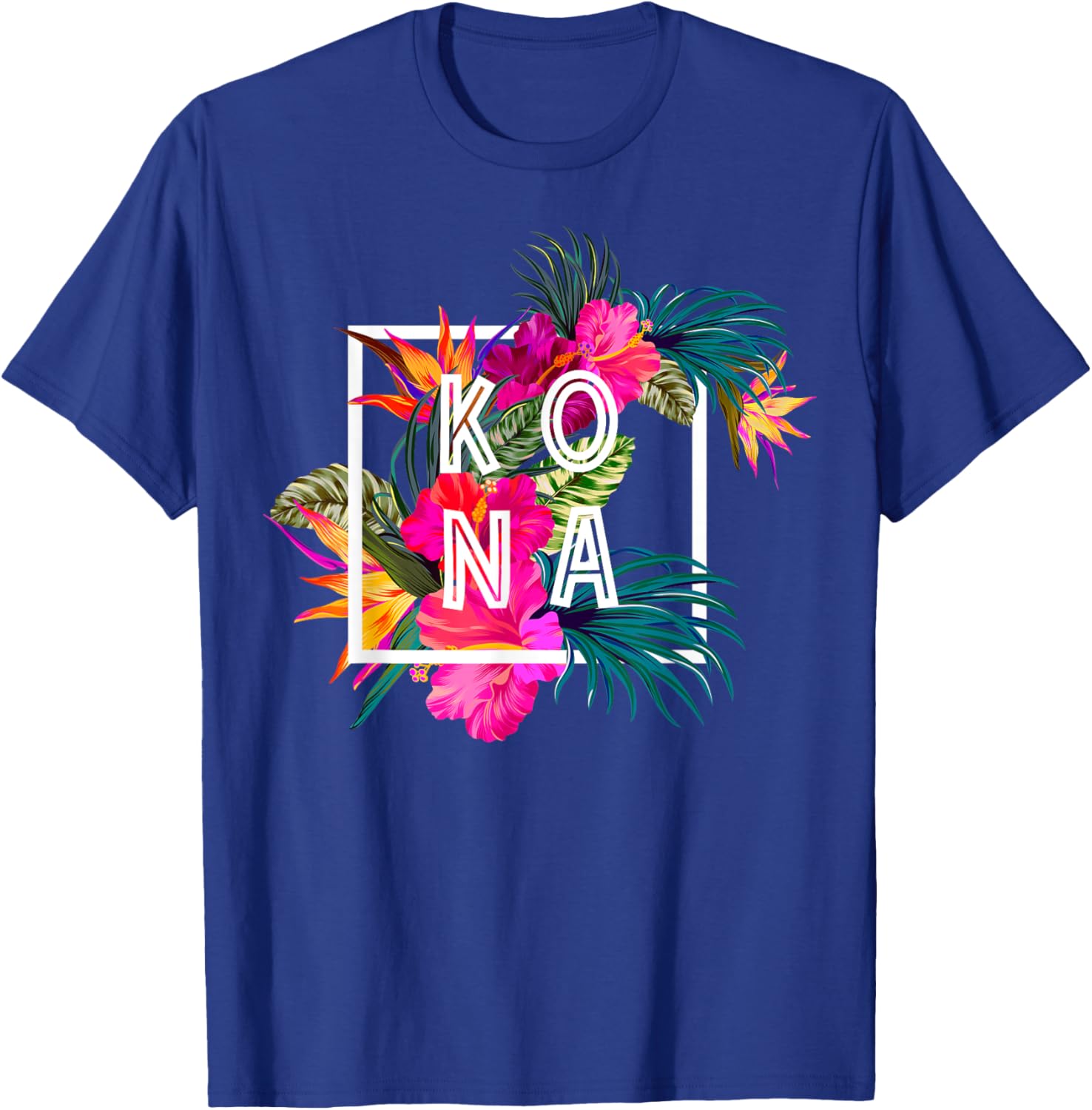Hawaii Hibiscus Flowers Kona Aloha State Tropic Islands T-Shirt - T-Shirt | Royal