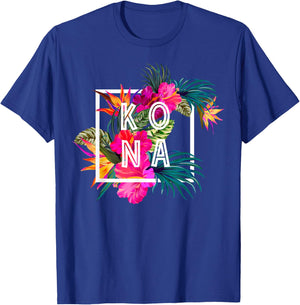 Hawaii Hibiscus Flowers Kona Aloha State Tropic Islands T-Shirt - T-Shirt | Royal