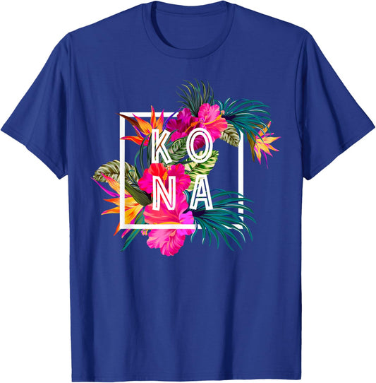 Hawaii Hibiscus Flowers Kona Aloha State Tropic Islands T-Shirt - T-Shirt | Royal