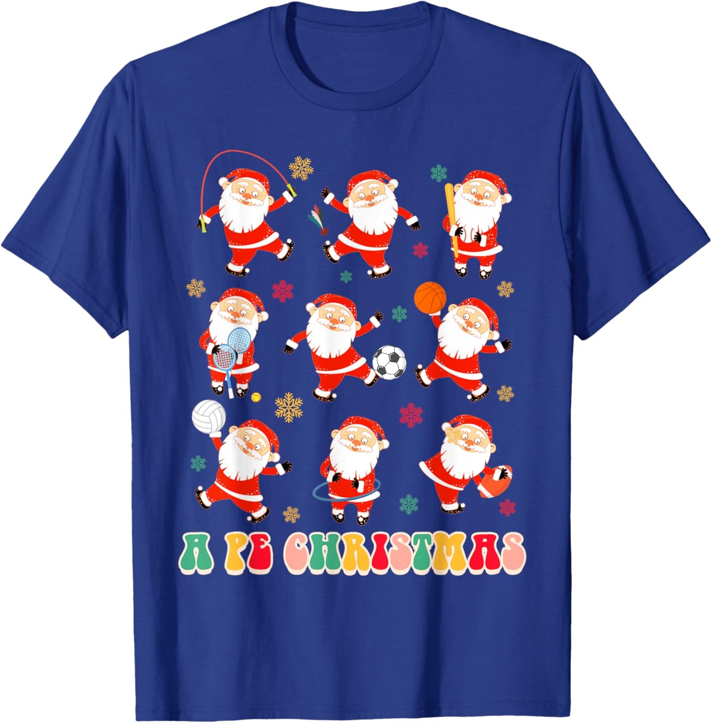 Funny Santa PE Teacher Christmas Xmas Vibes A PE Christmas Women T-Shirt - T-Shirt | Royal
