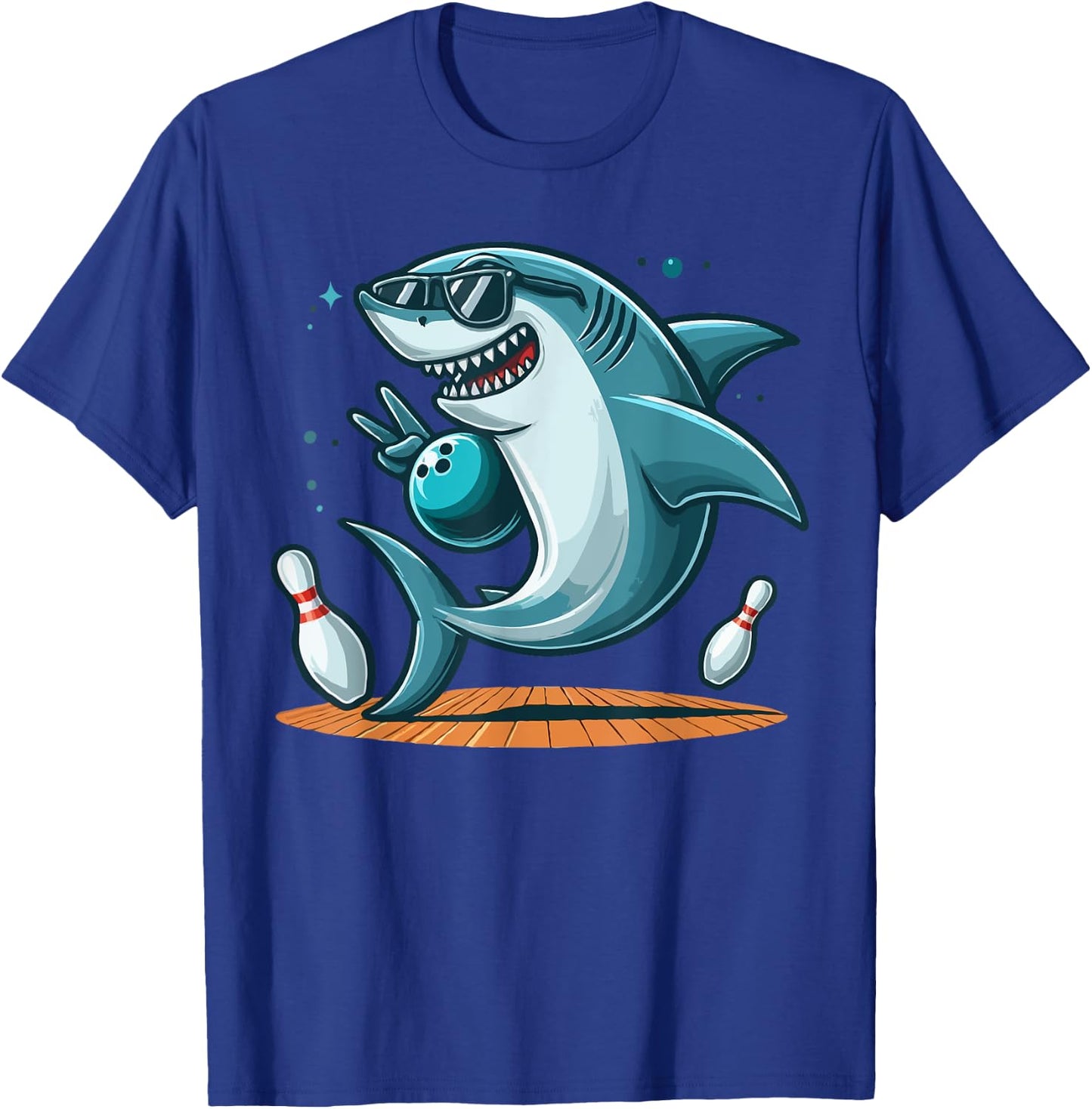 Funny Bowling Graphic Shark Bowling Design Funny Bowling T-Shirt - T-Shirt | Royal