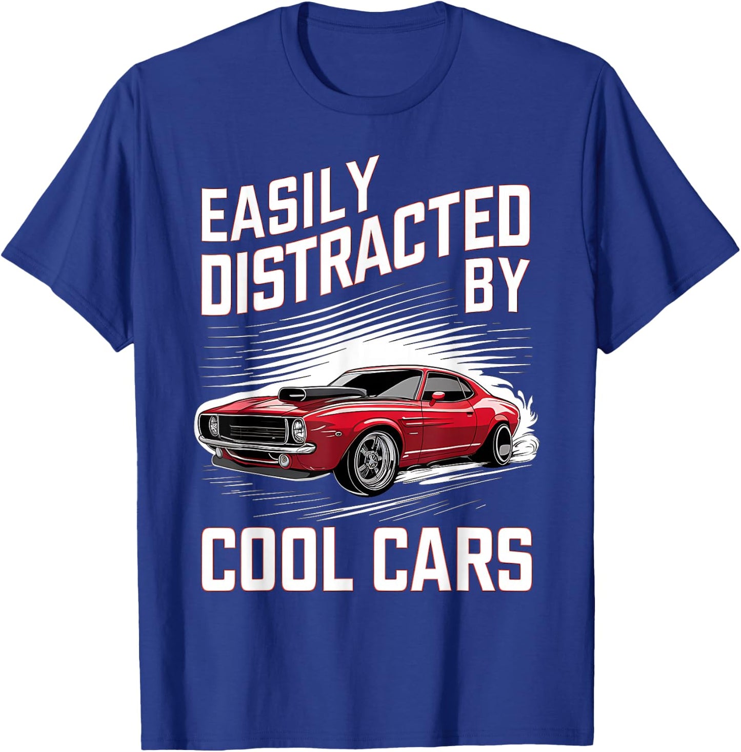 Boys Vintage Muscle Car Easily Distracted by Cool Cars T-Shirt - T-Shirt | Royal