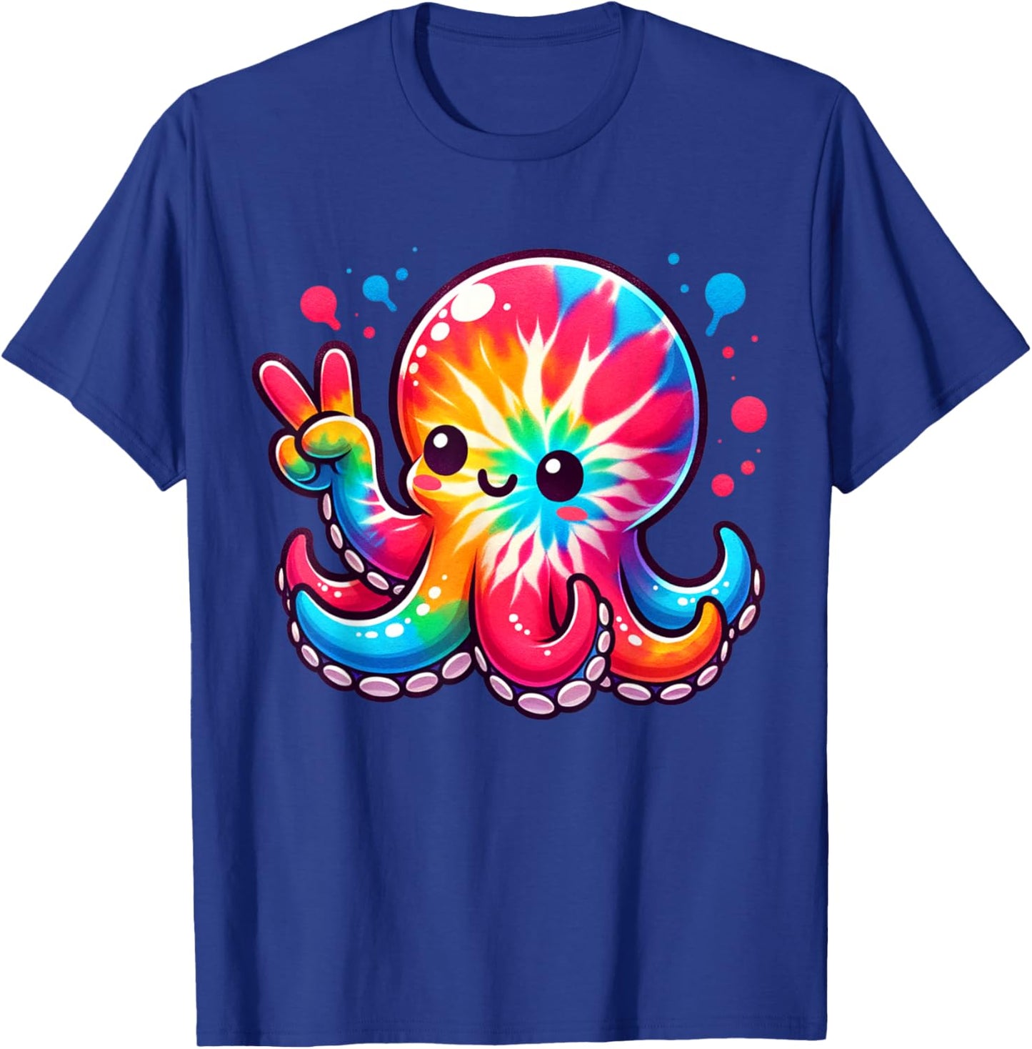 Cute Tie-Dye Octopus Peace Sign Hippie - Cute Octopus Love T-Shirt - T-Shirt | Royal
