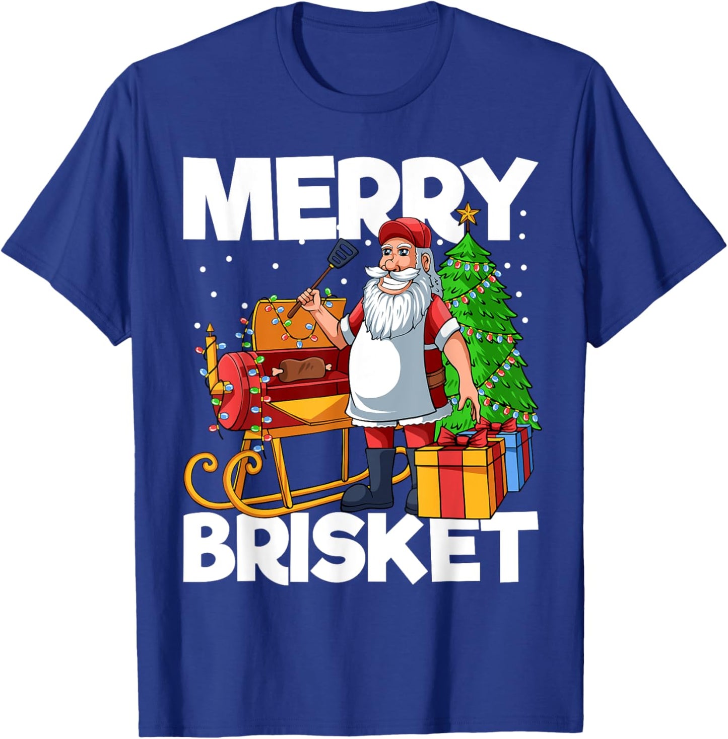Merry Brisket Christmas in July Santa BBQ Smoker Smoking T-Shirt - T-Shirt | Royal