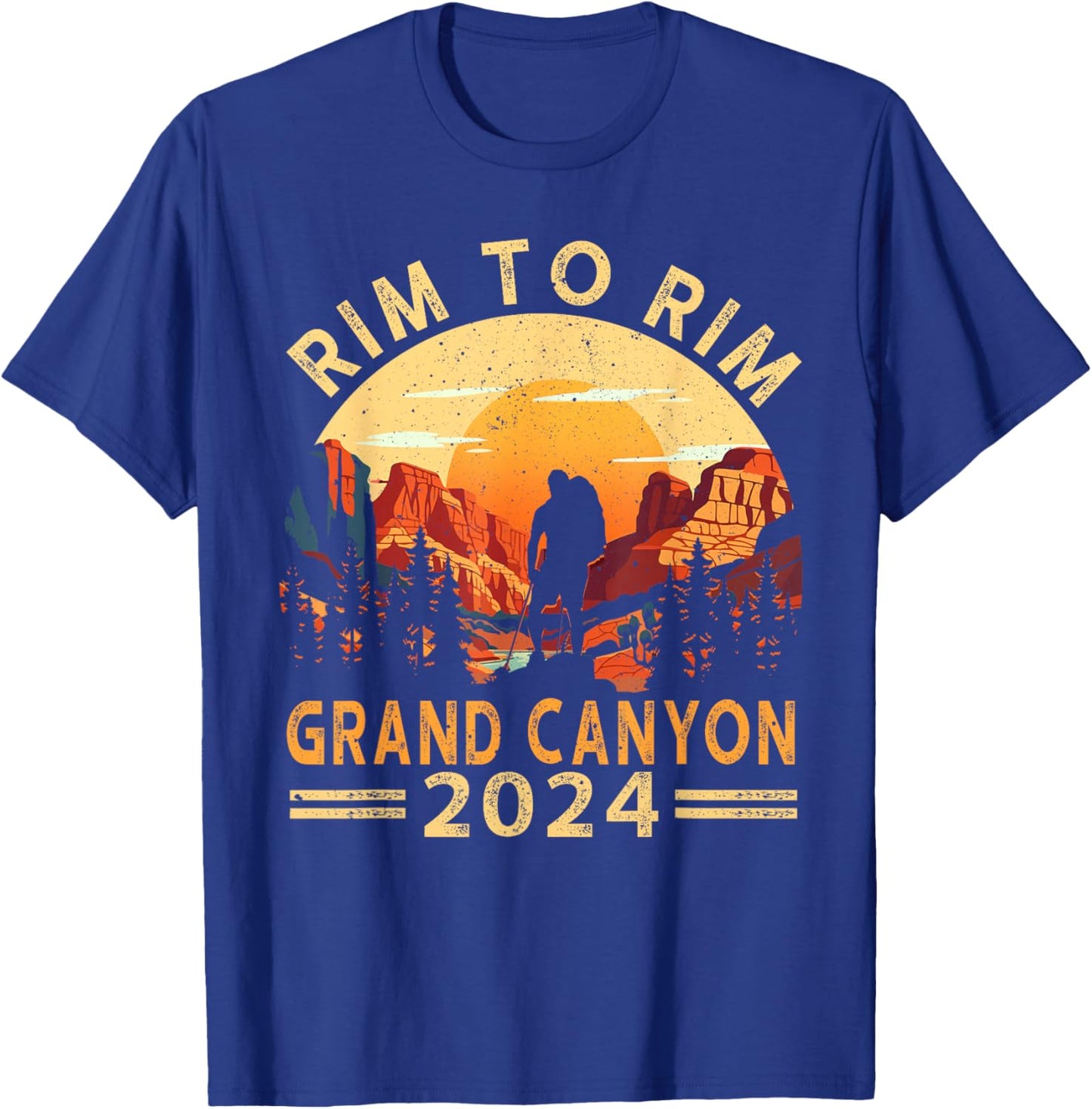 South Rim To North Rim Grand Canyon 2024 Hiking T-Shirt - T-Shirt | Royal
