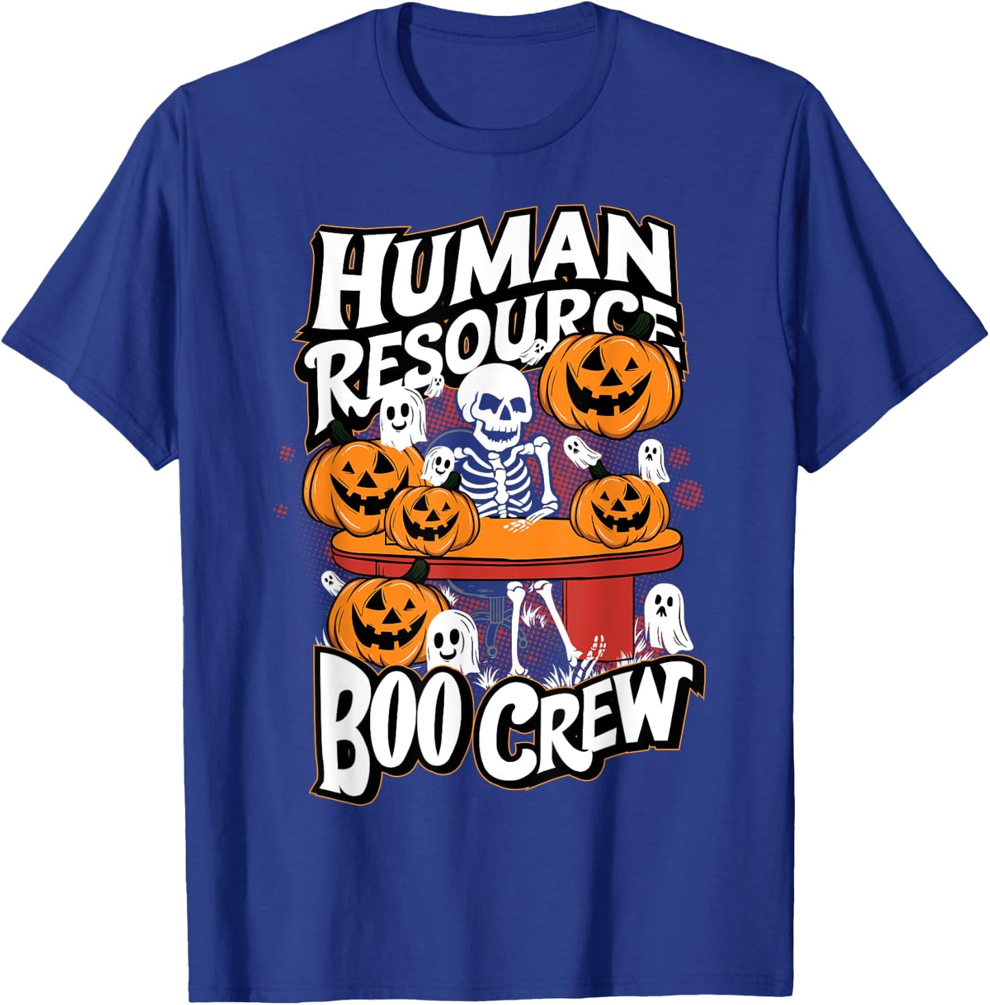 HR Boo Crew Halloween Ghost Trick Treat Squad Team T-Shirt - T-Shirt | Royal