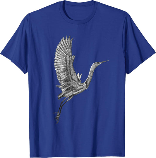 Tai Chi White Flying Crane Qi Gong Illustration T-Shirt - T-Shirt | Royal