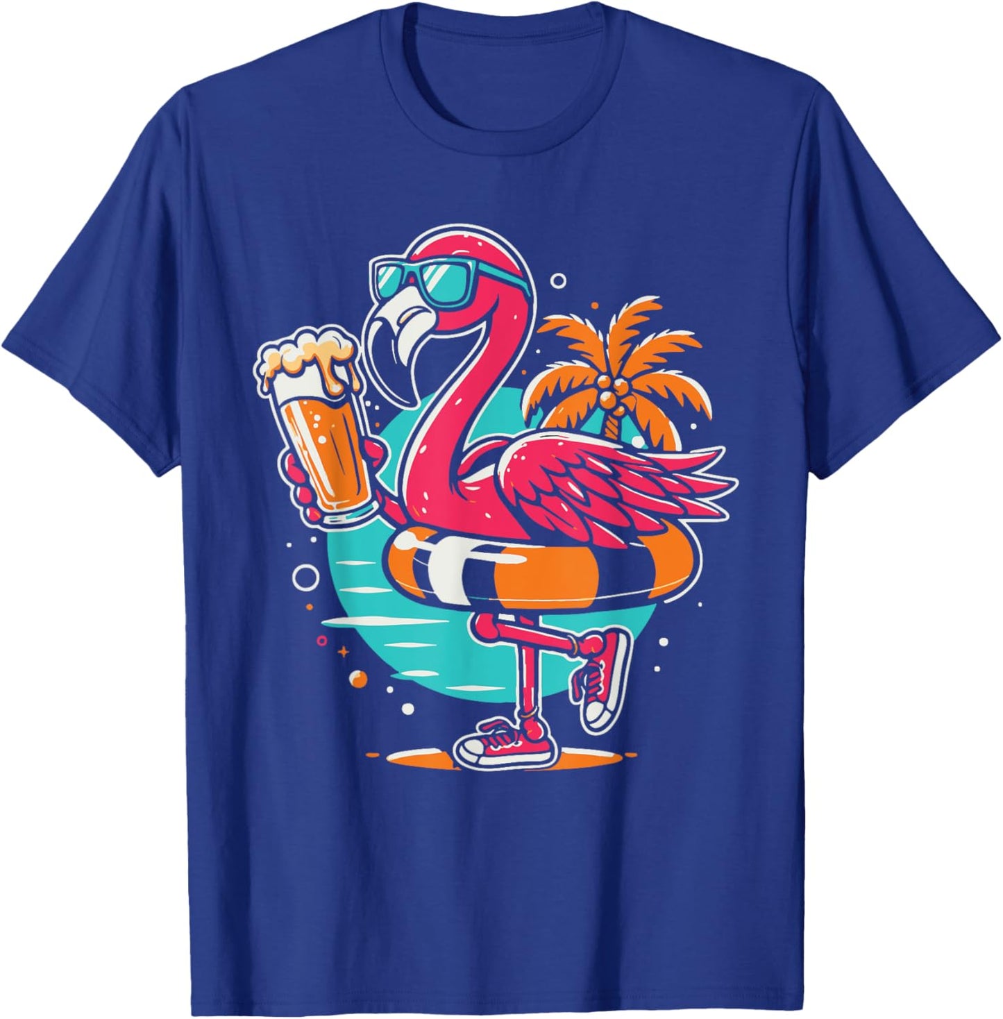 Flamingo Beer Drinking Beach Summer Swimming Women T-Shirt - T-Shirt | Royal
