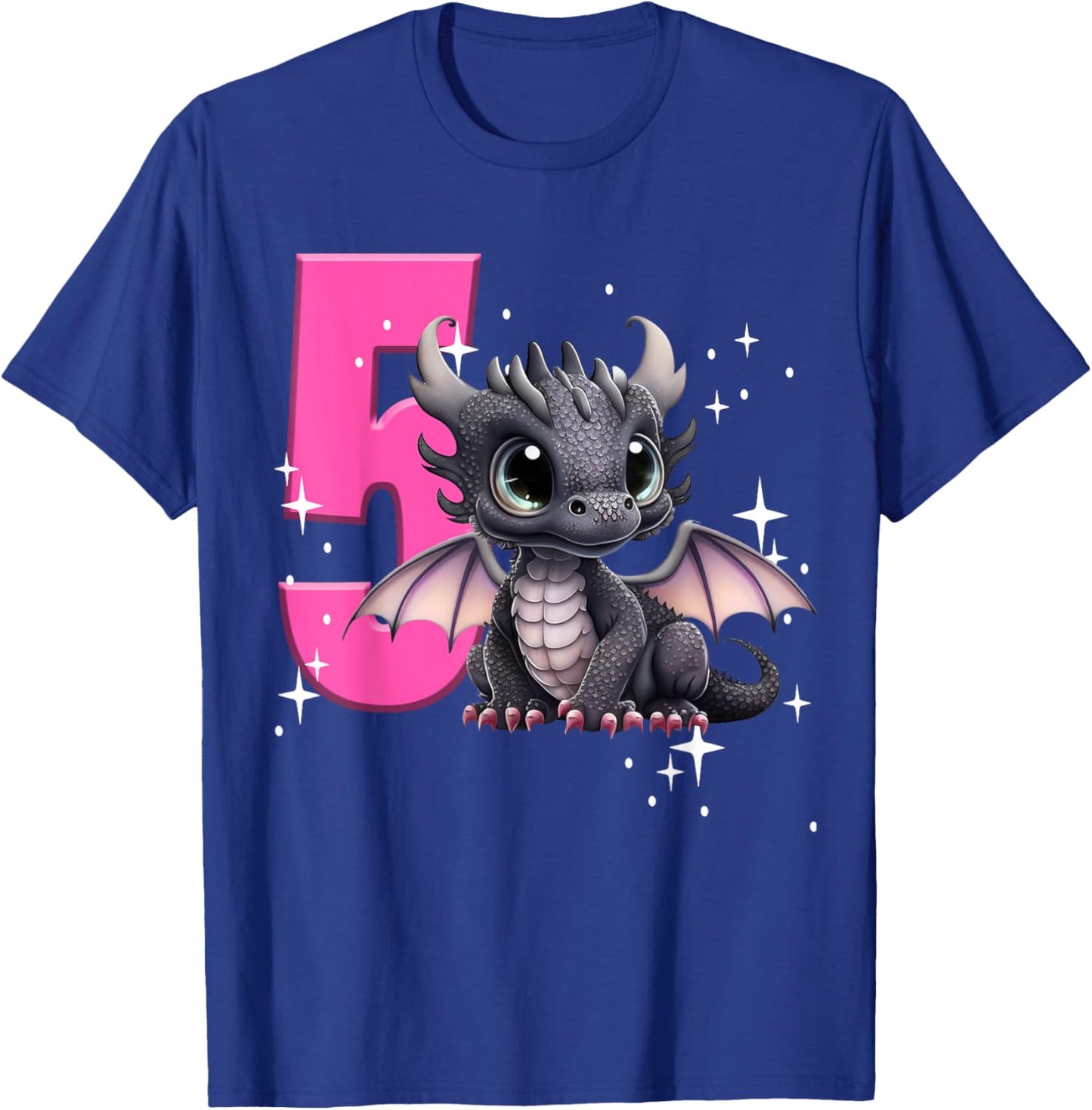 5th Birthday Shirt Dragon Party Birthday Girl Pink Five 5 T-Shirt - T-Shirt | Royal