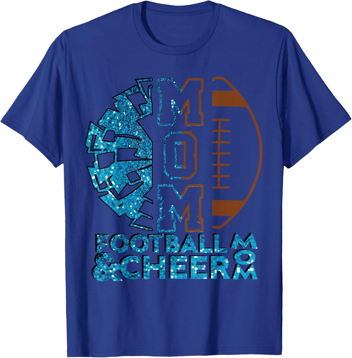 Cheer Football Cheerleading Mom Of Both Messy Bun Bleached T-Shirt - T-Shirt | Royal