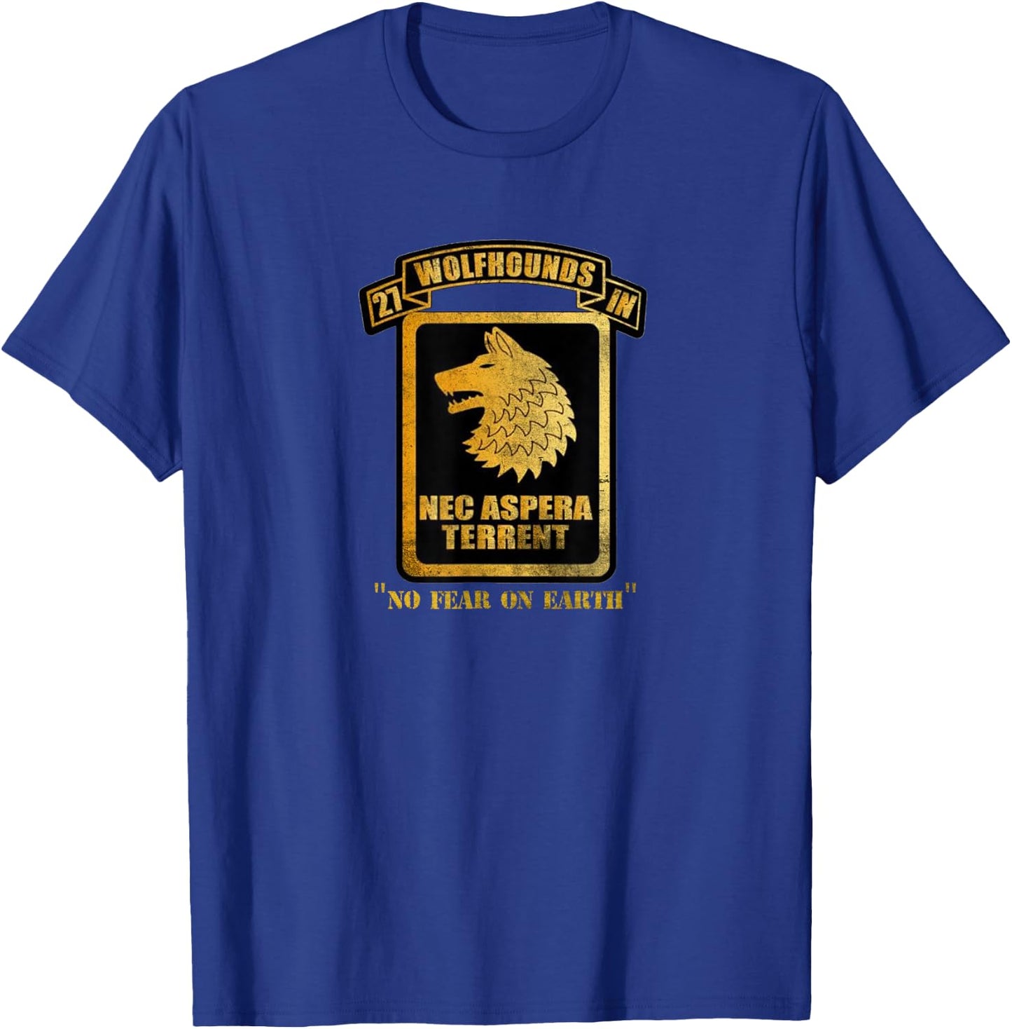 27th Infantry Regiment Wolfhounds U.S. Army Grunt Distressed T-Shirt - T-Shirt | Royal
