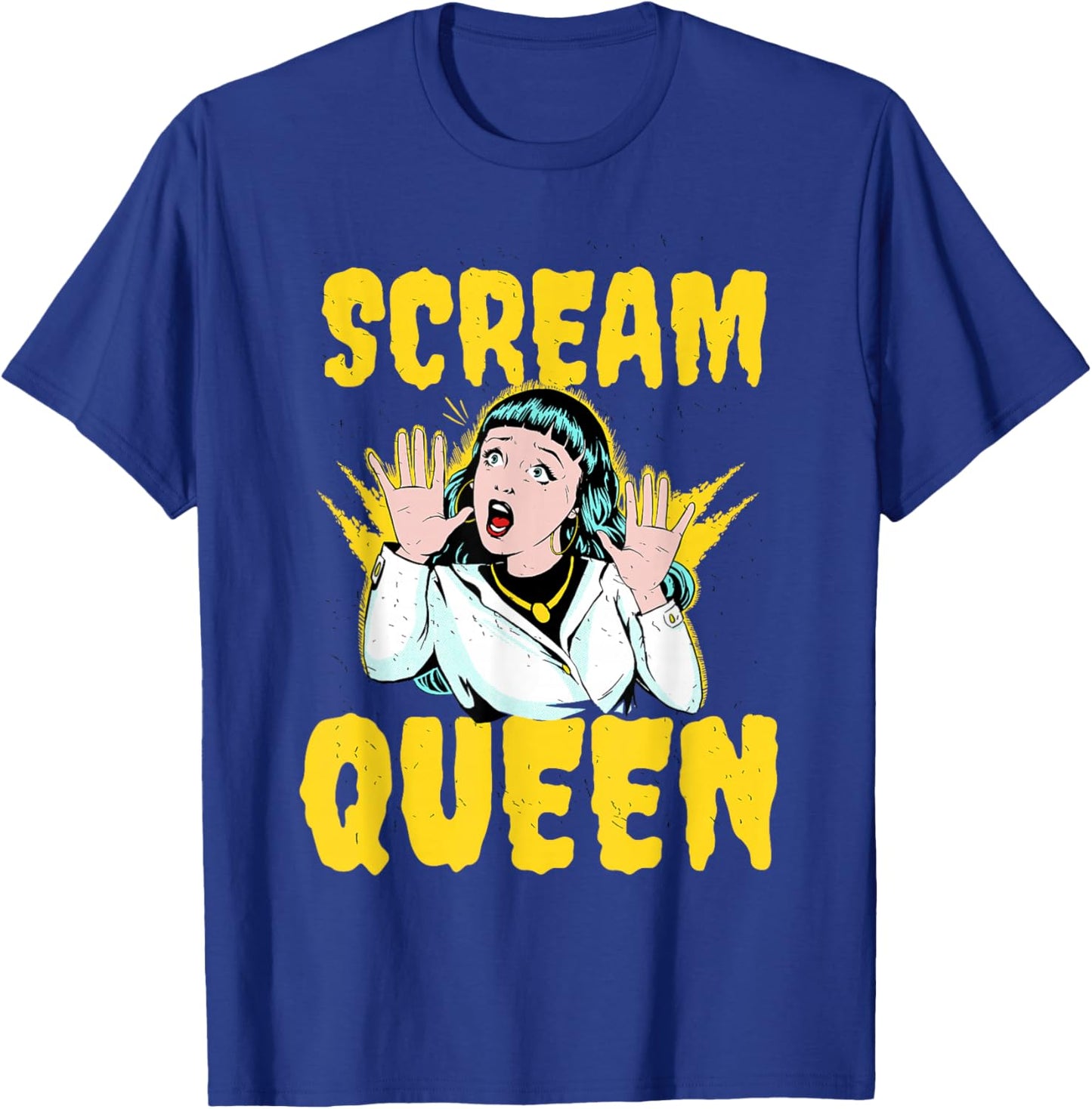 Scream Queen Saying Woman Screaming Cinema Slasher Horror T-Shirt - T-Shirt | Royal