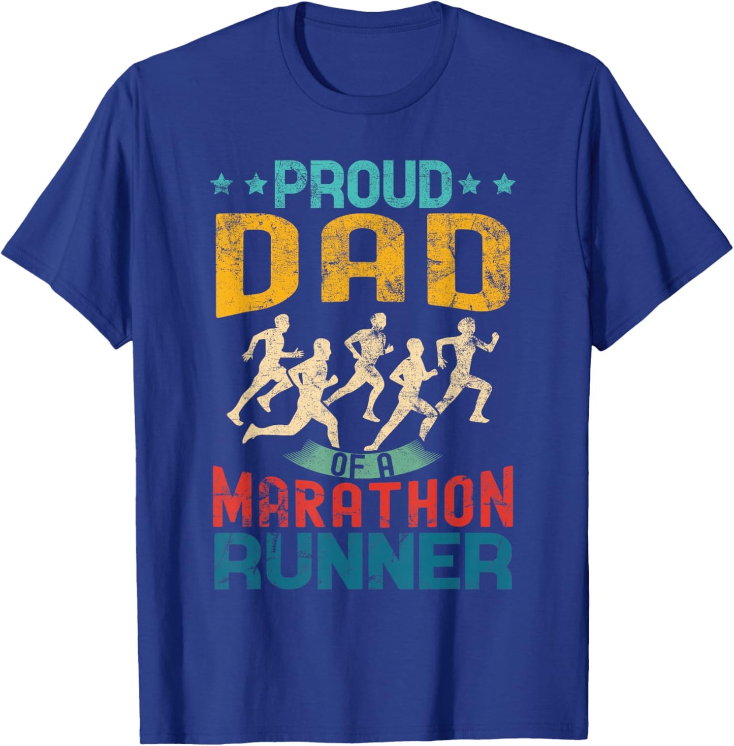 Proud dad of a marathon runner dad gifts vintage distressed T-Shirt - T-Shirt | Royal