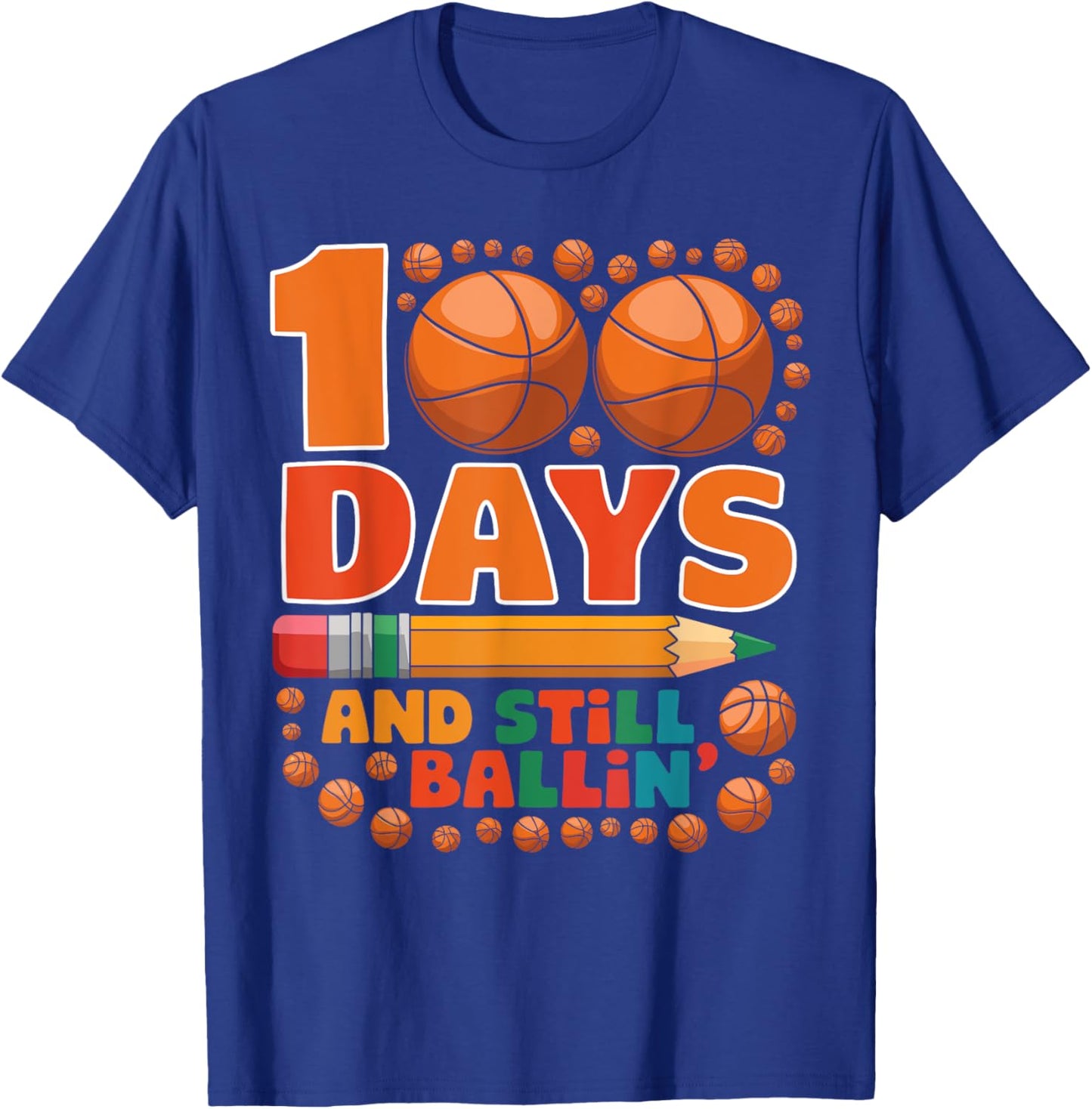 100 Days Of School 100th Day Of School Basketball Kids Boys T-Shirt - T-Shirt | Royal
