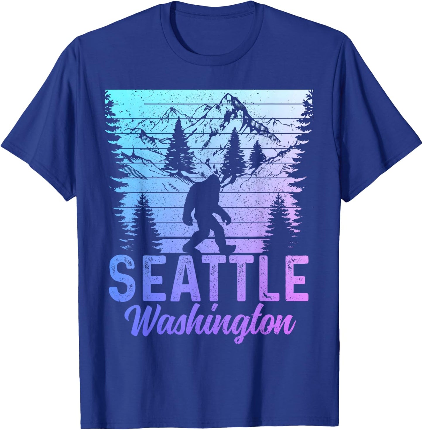 Seattle Washington PNW Bigfoot Vintage Pacific Northwest T-Shirt - T-Shirt | Royal