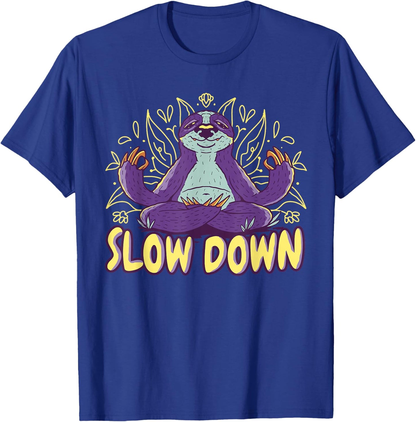 Sloth Yoga Meditation Sloth Yogi - Slow Down - Relax Yoga T-Shirt - T-Shirt | Royal