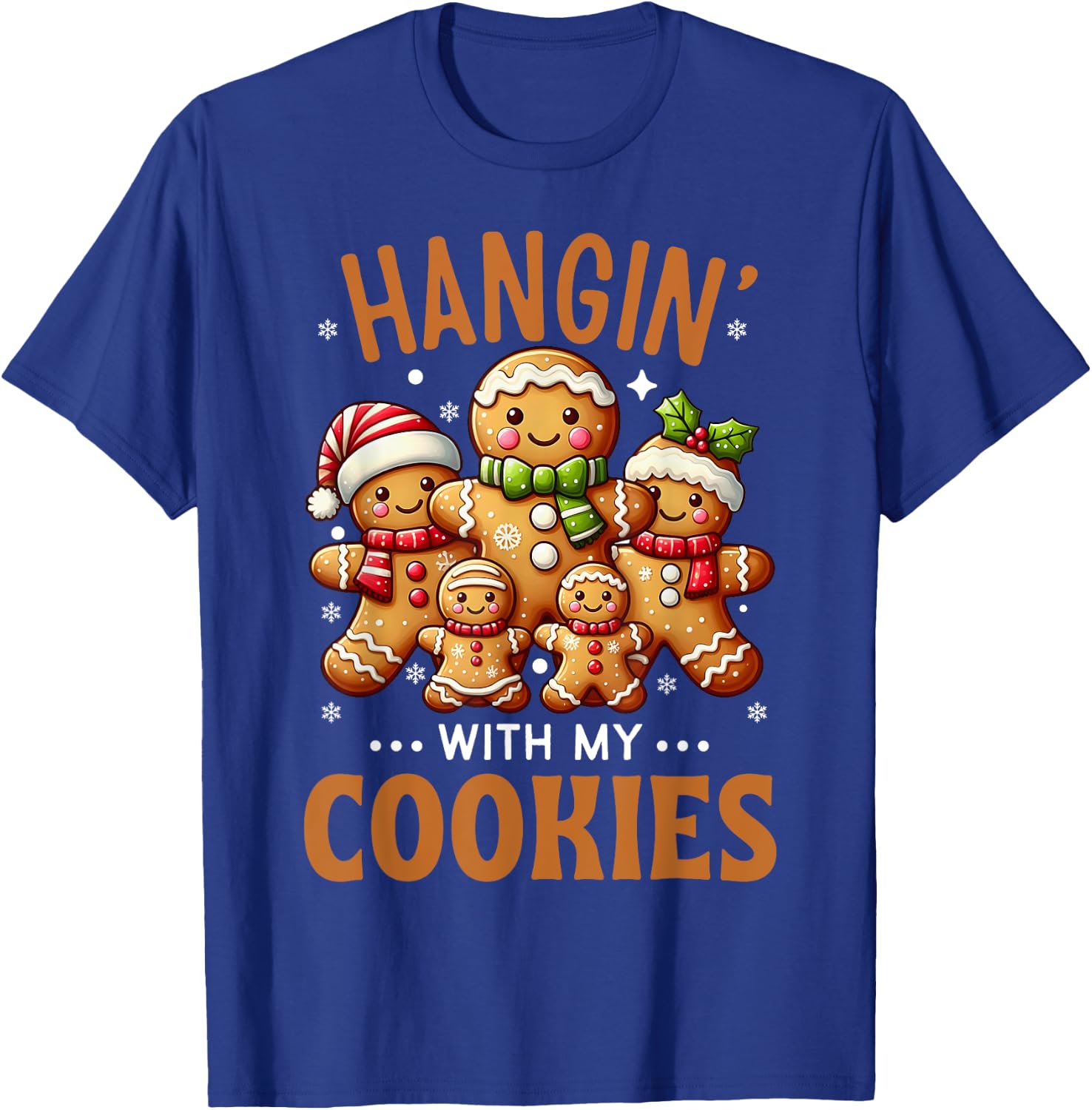 Hangin With My Cookies Gingerbread Teacher Funny Christmas T-Shirt - T-Shirt | Royal