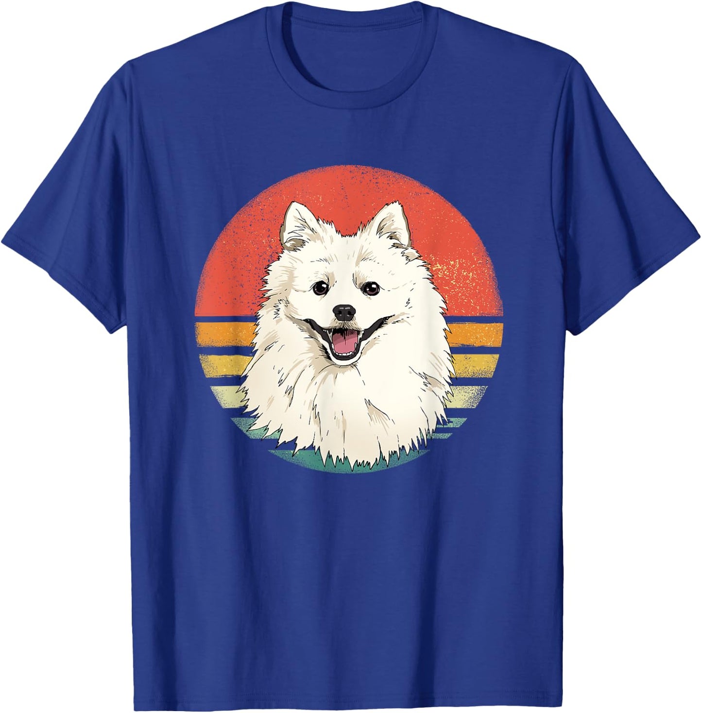 Retro American Eskimo Spitz Dog Animal Face Puppy Dog Lover Women Girls Kids T-Shirt - T-Shirt | Royal