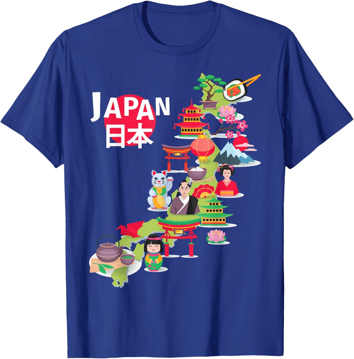 Japanese Flag Travel Map Japanese Pride Okinawa Tokyo Love T-Shirt - T-Shirt | Royal