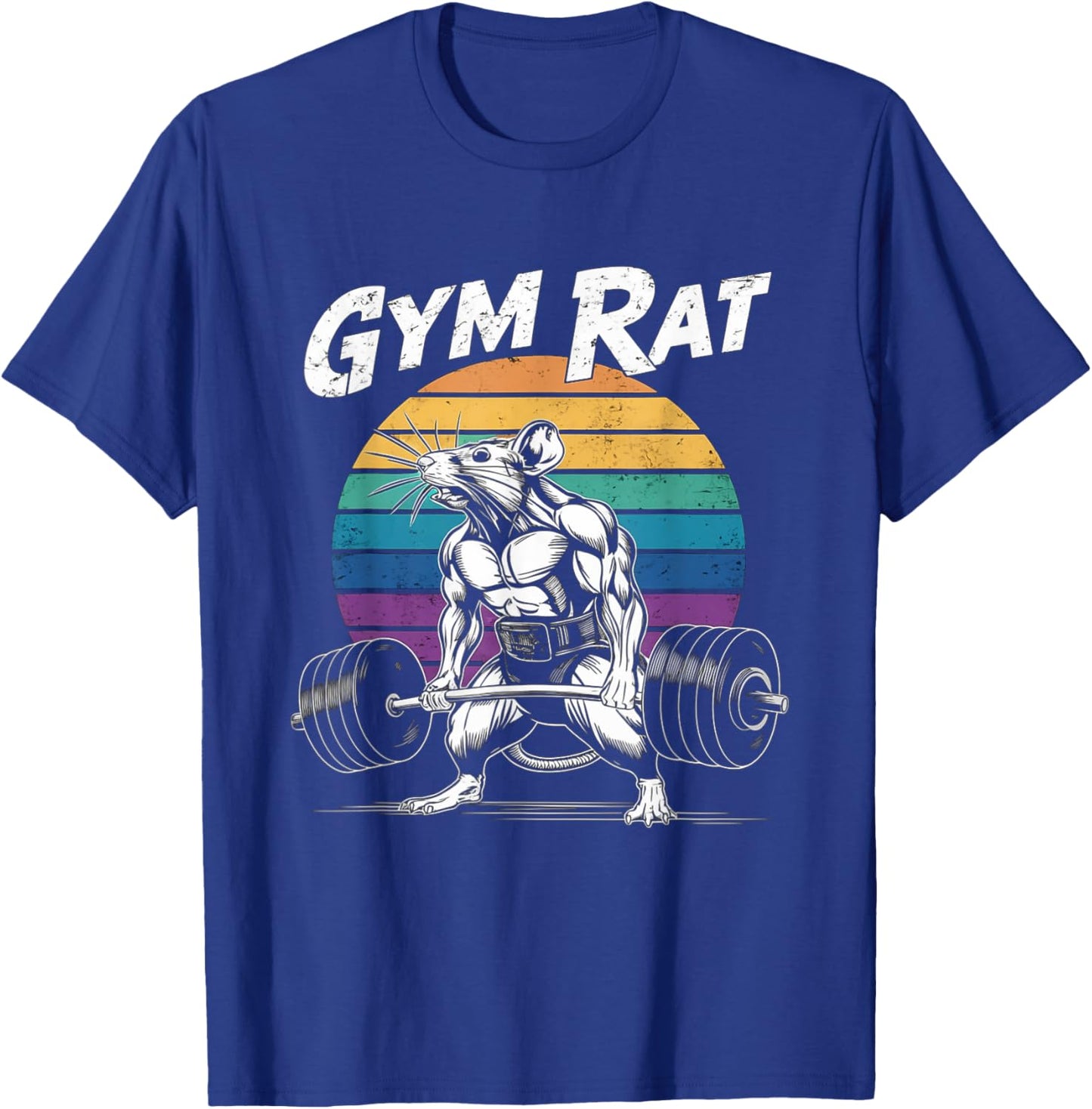 Muscular Gym Rat Weightlifting Bodybuilding Workout T-Shirt - T-Shirt | Royal