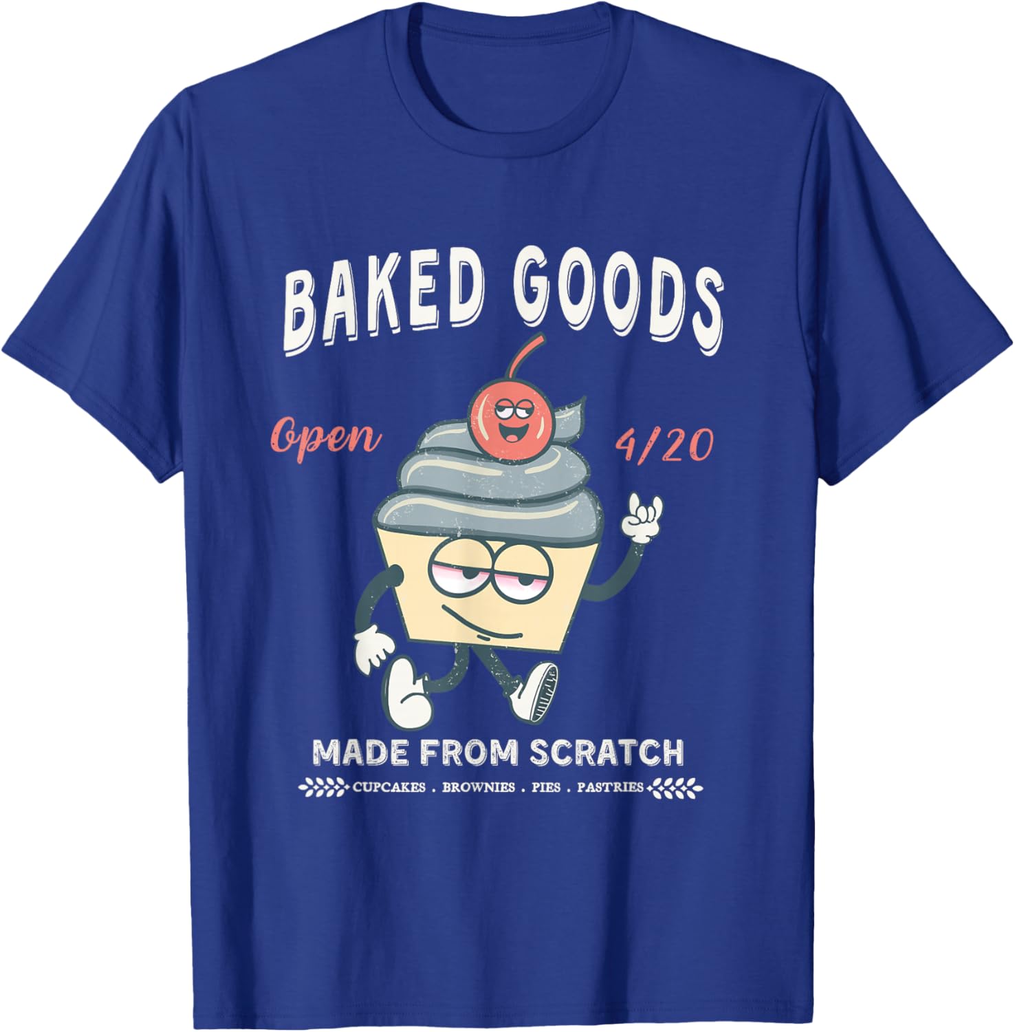 Funny 420 Handmade Retro Vintage Happy Plant Cupcake Design T-Shirt - T-Shirt | Royal