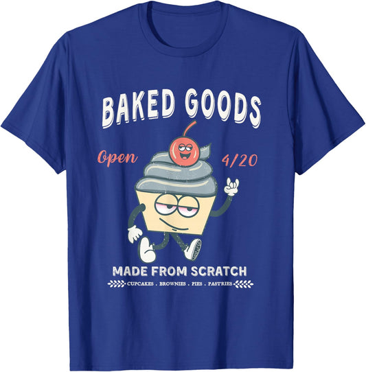 Funny 420 Handmade Retro Vintage Happy Plant Cupcake Design T-Shirt - T-Shirt | Royal