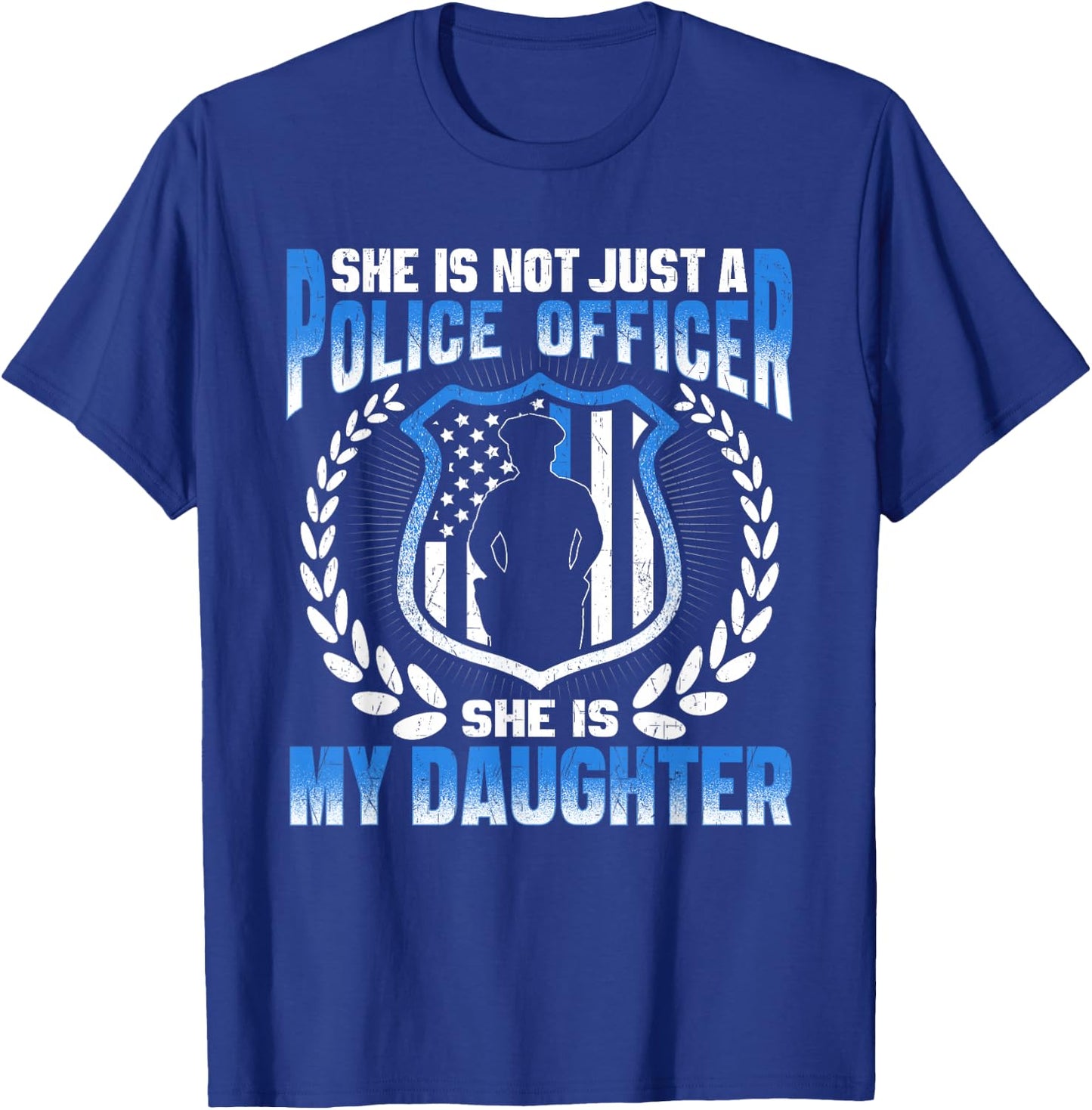 My Daughter Is A Brave Police Officer - Proud Police Mom Dad T-Shirt - T-Shirt | Royal