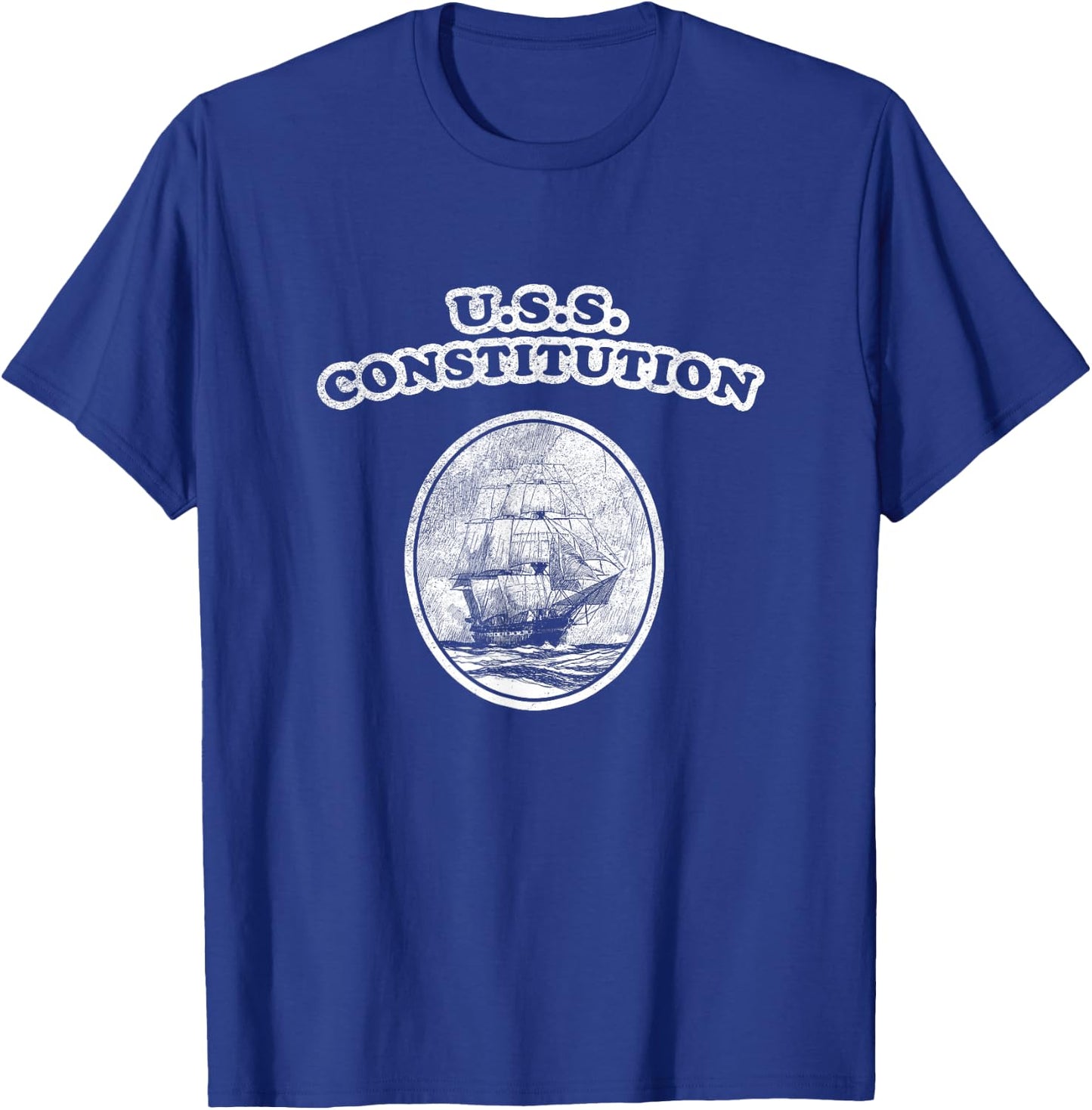 Retro USS Constitution Design by Turbo Volcano T-Shirt - T-Shirt | Royal