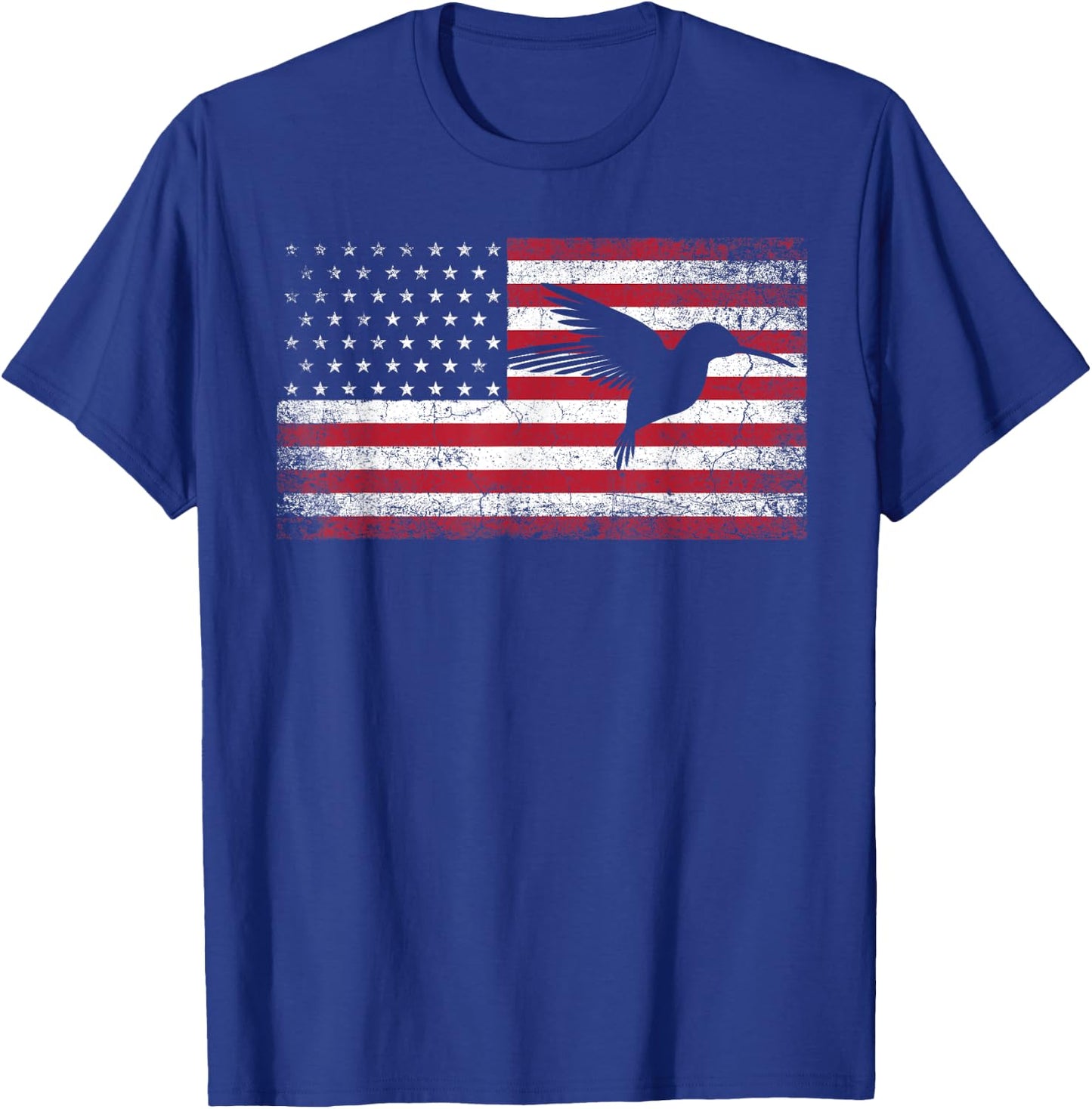 American Flag Hummingbird Bird Lover 4th of July Birding USA T-Shirt - T-Shirt | Royal