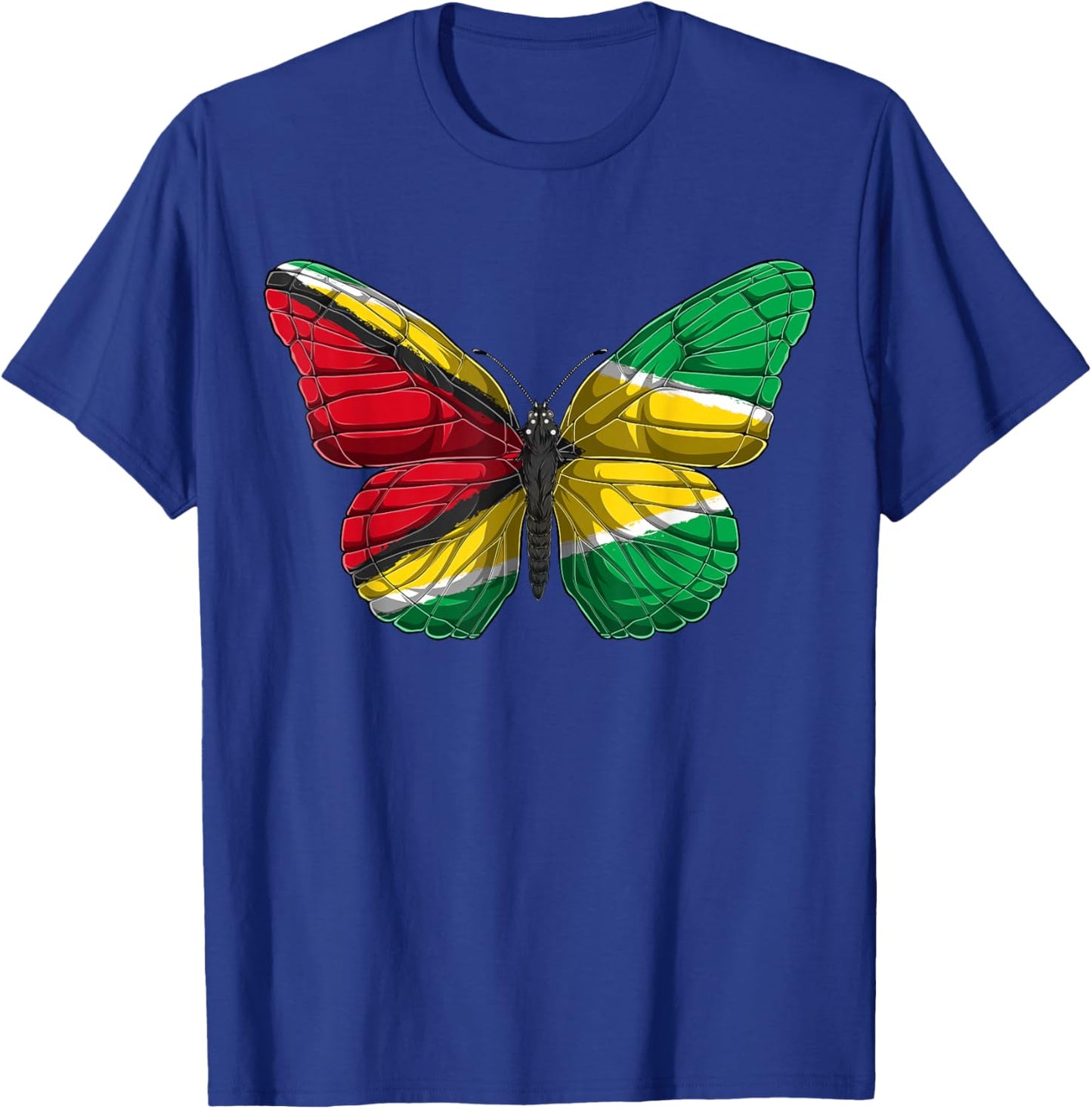 Guyana Butterfly Shirt Patriotic Guyanese Flag T-Shirt - T-Shirt | Royal
